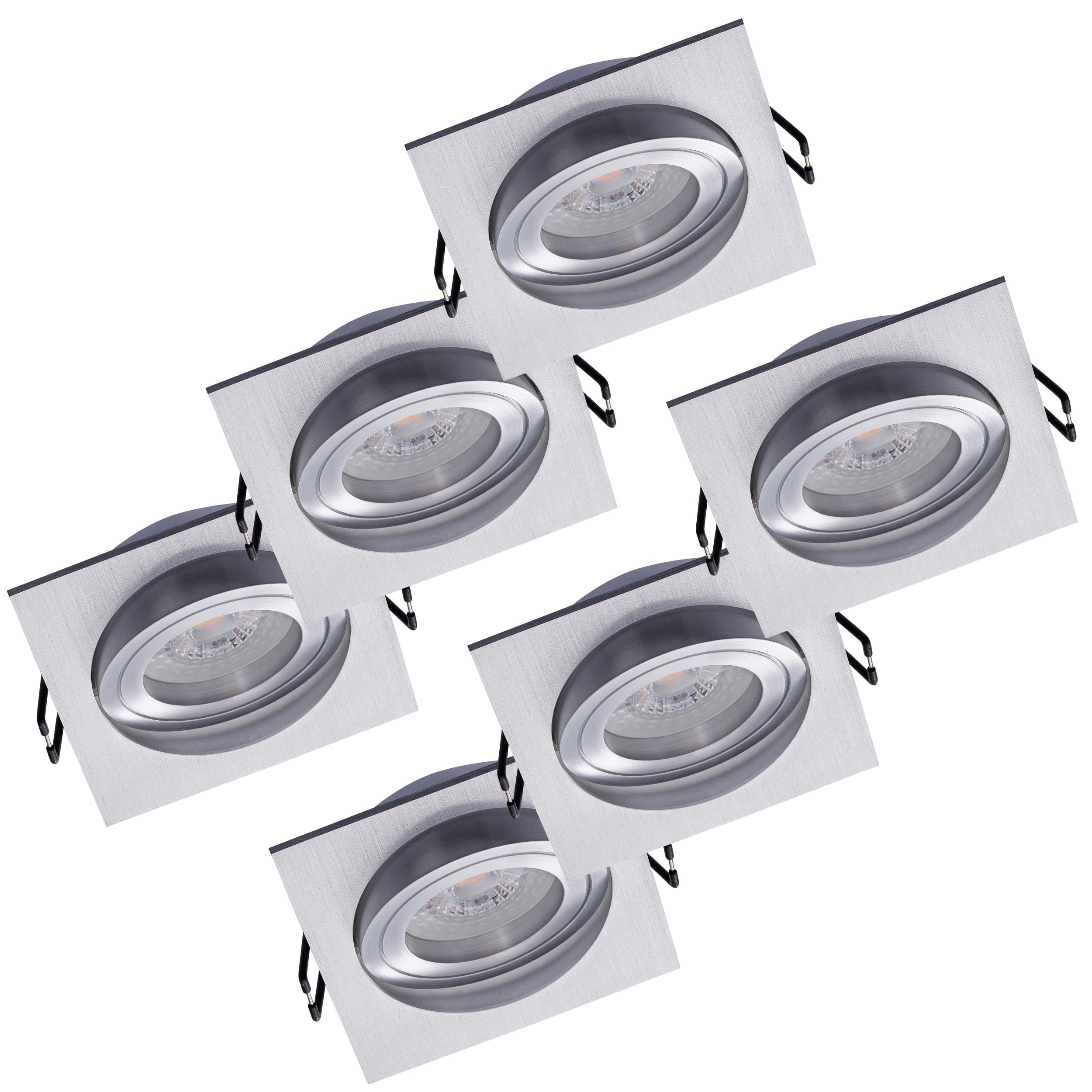 Oktaplex 6er Set Einbaustrahler Lyon LED Modul 3 Stufen dimmbar 4,8W | 2700K Warmweiß, 230V, 380lm, Aluminium, Lochmaß 80mm LED Spot