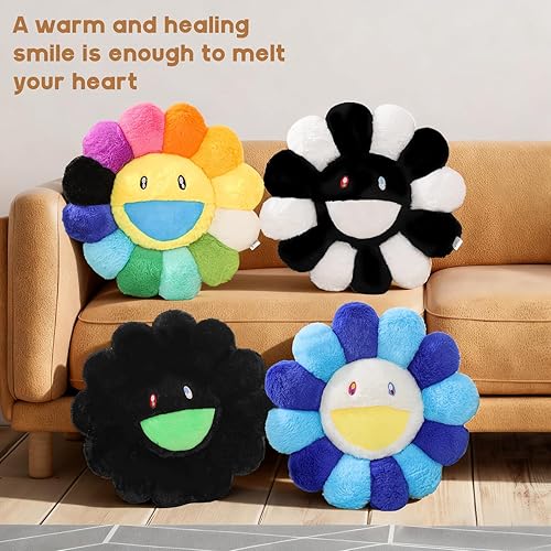 Miniatura 5 de Almohada de flores, almohada en forma de flor, cojines de piso de cara sonriente, lindas almohadas de felpa de girasol, bonita decoración navideña,