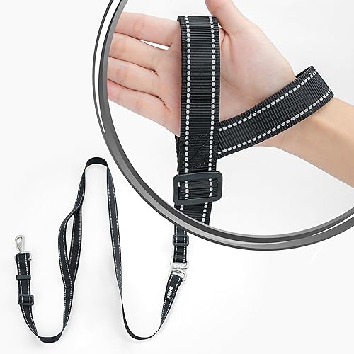 Miniatura 13 de Correa básica para perro, correa de entrenamiento resistente sin tirones con antienredos, asas de tráfico acolchadas dobles ajustables de 5 a 5.6