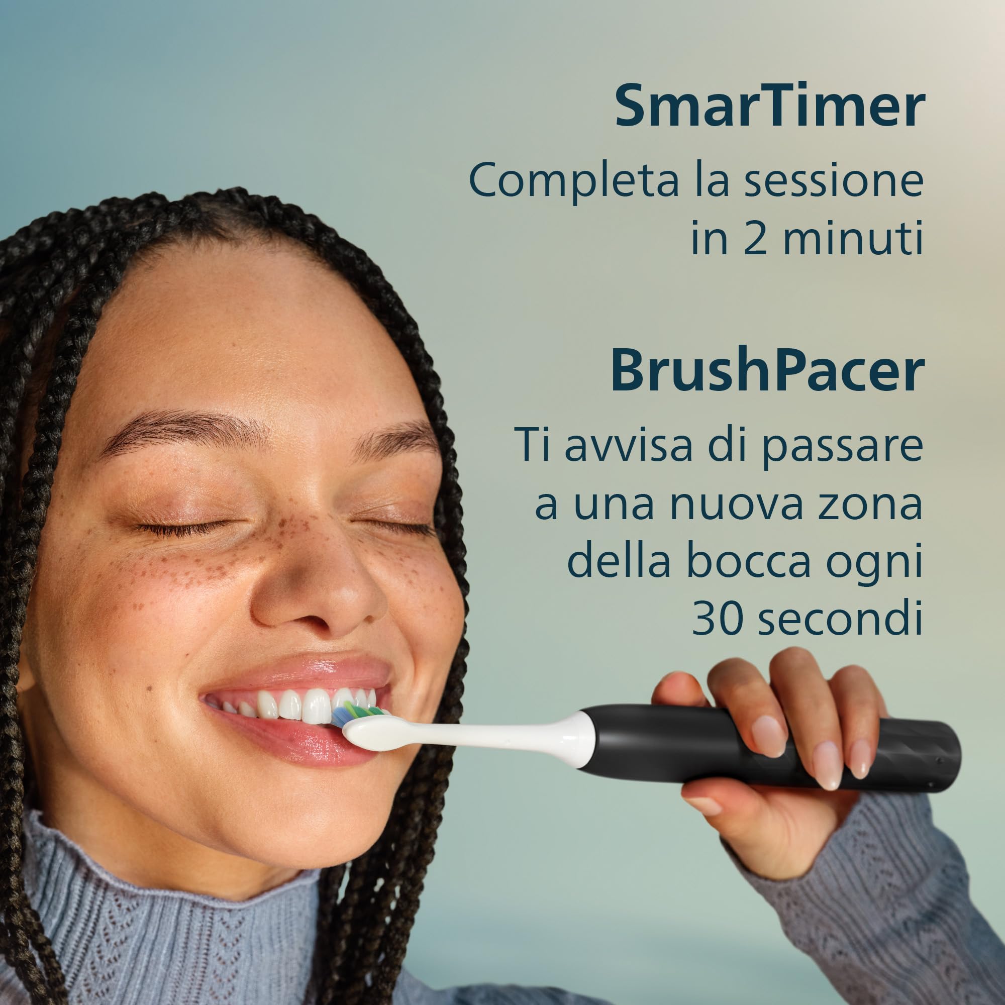 Philips Sonicare Serie 2100 - Spazzolino elettrico sonico con 2 livelli d'intensità, funzione EasyStart, SmarTimer, 14 giorni di autonomia, custodia, nero, HX4023/02, [Nuovo]