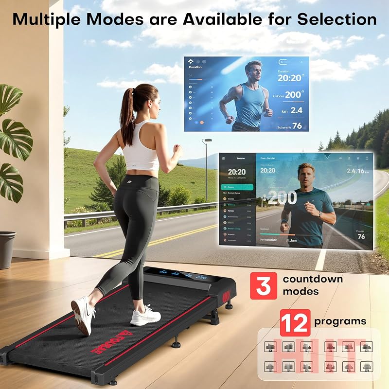 Walking Pad with 10% Incline Treadmills for Home, 4 in 1 6.2MPH Walking Pad Under Desk Treadmill with Full Screen LED Display, 2.75HP Brushless Drive, 12 HIIT Programs, 350 LBS Weight Capacity image 5