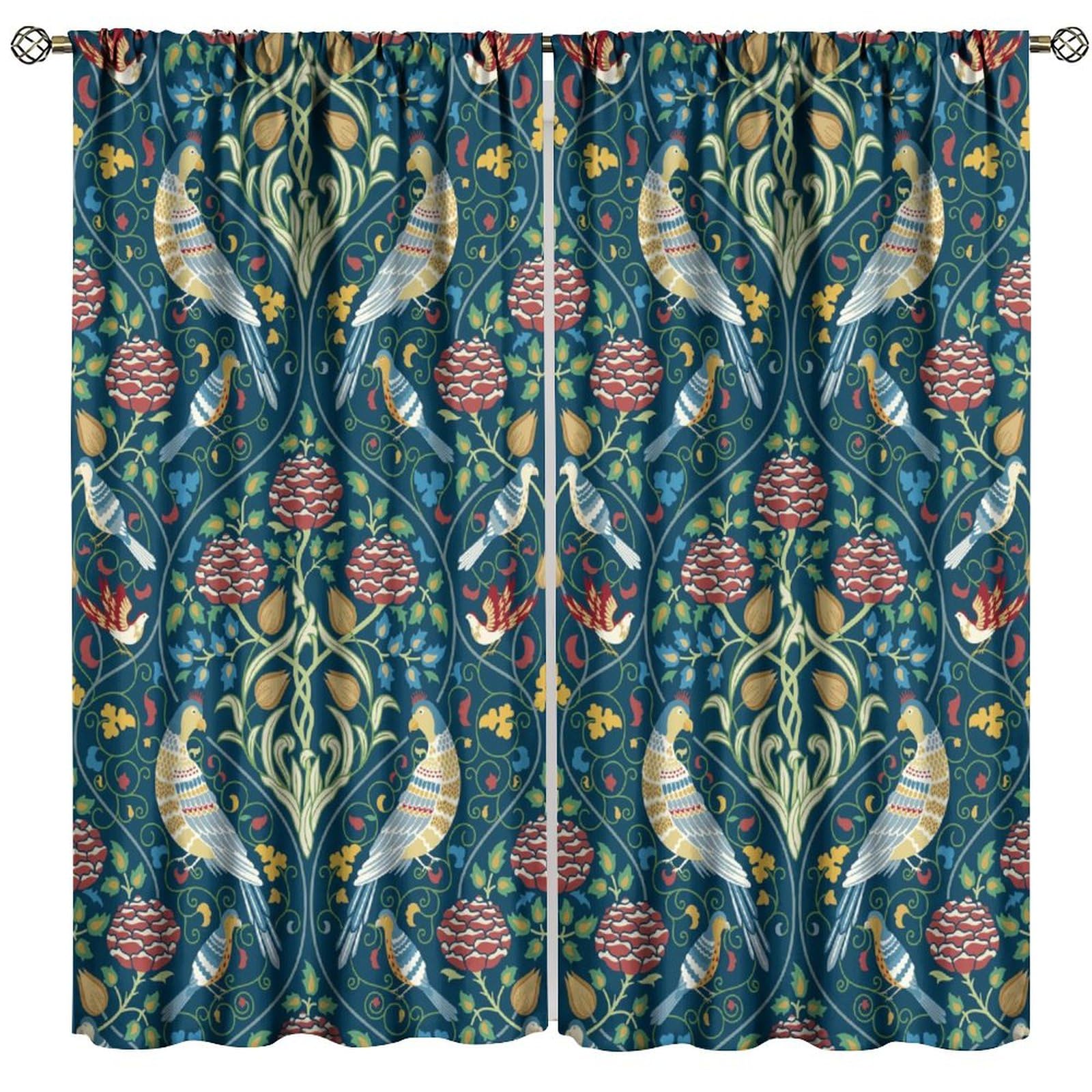Rideaux vintage oiseaux pour illuminer votre salon de style art déco