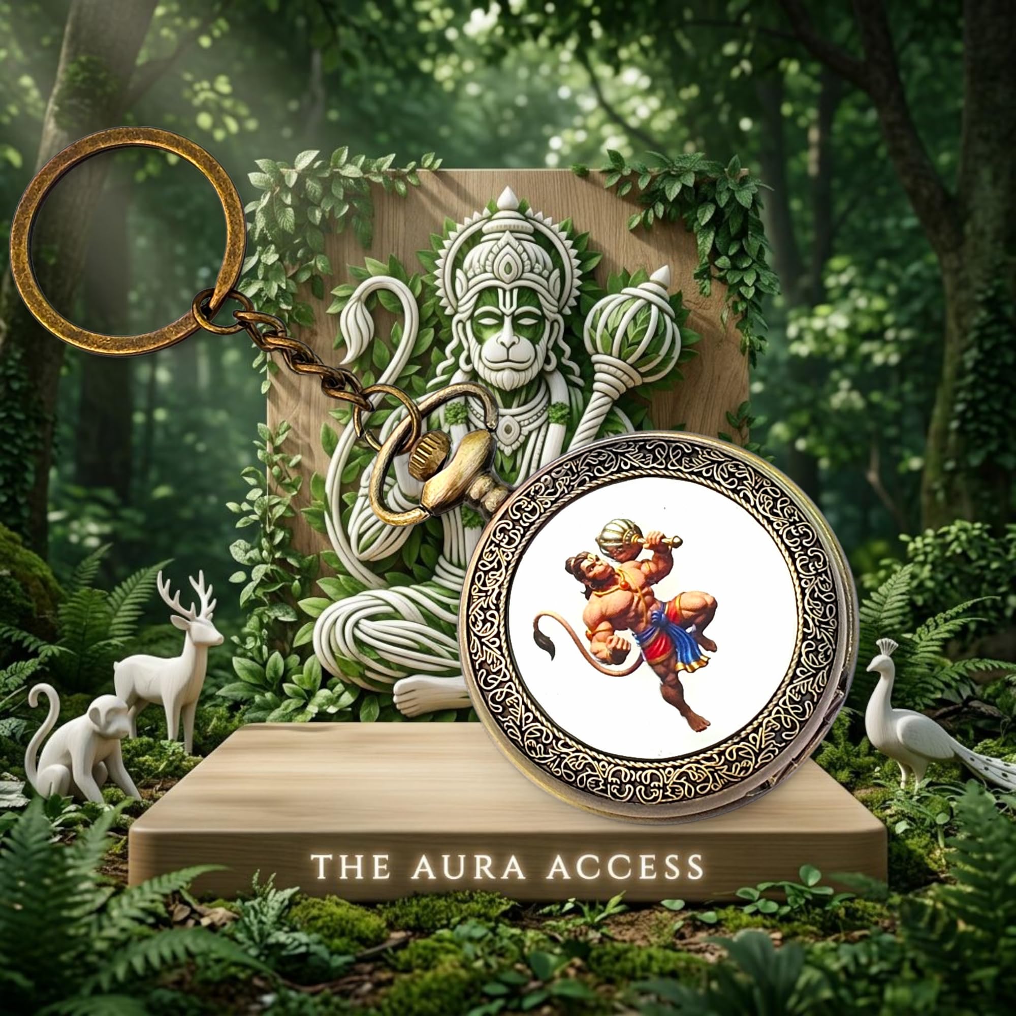 Premium Vintage Pocket Watch Keychain and Keyring with Lord Hanuman Ji Engraving | Antique Metal Bajrangbali Key Chain Accessories for Men, Women, Car, Bike & Bags (Bronze Gold)-image-34
