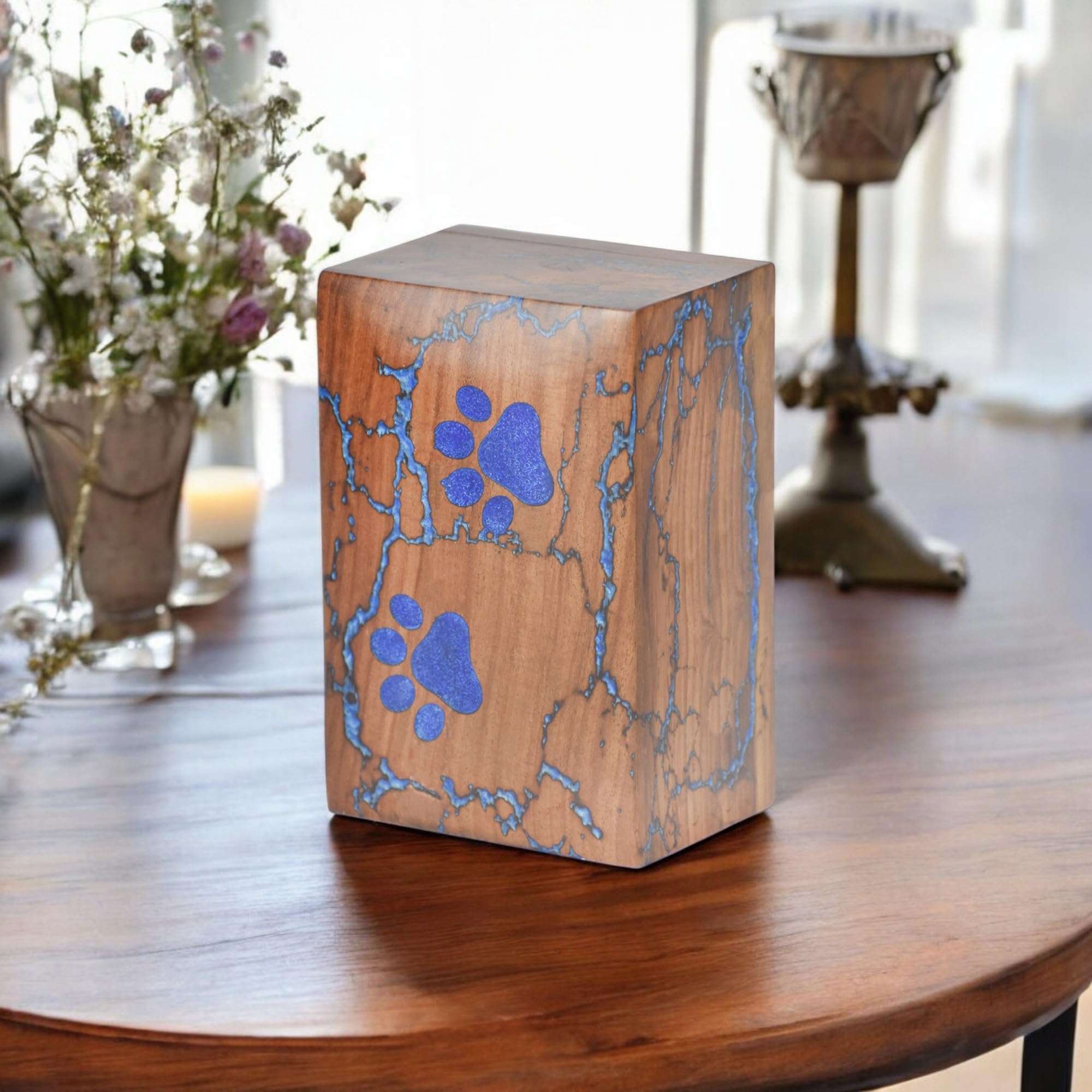 Pet Urn for Ashes, Blue + Brown, M - Image 2