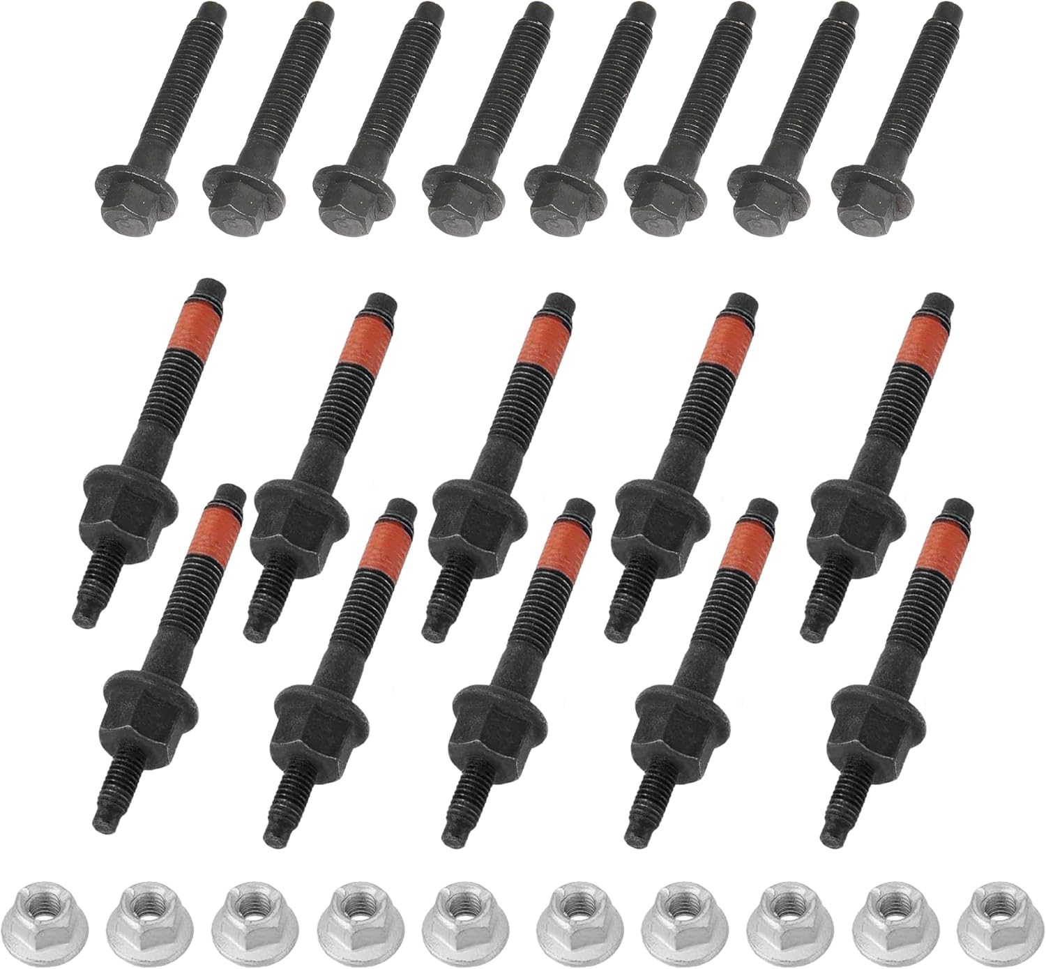 5.7 Exhaust Manifold Bolts & Nuts Compatible with Jeep, Dodge Charger Challenger, Chrysler 300, Ram 1500 2500 2009-2020 V8, Engines Replace# 03309 (Left & Right) (4)