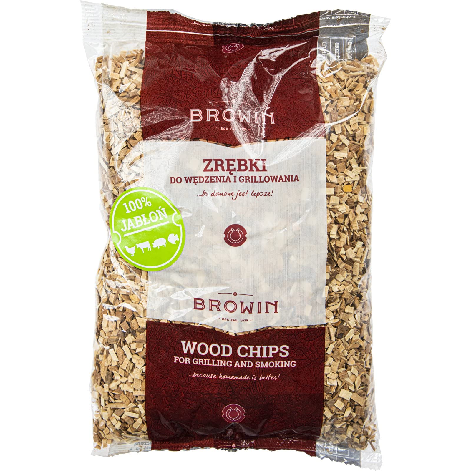 Browin 780820 - Astillas de Madera para ahumar y Asar a la Parrilla, Roble, 600 g, Cerezo, 450 g, Manzano, 450 g, Juego de virutas de Madera Natural para múltiples usos