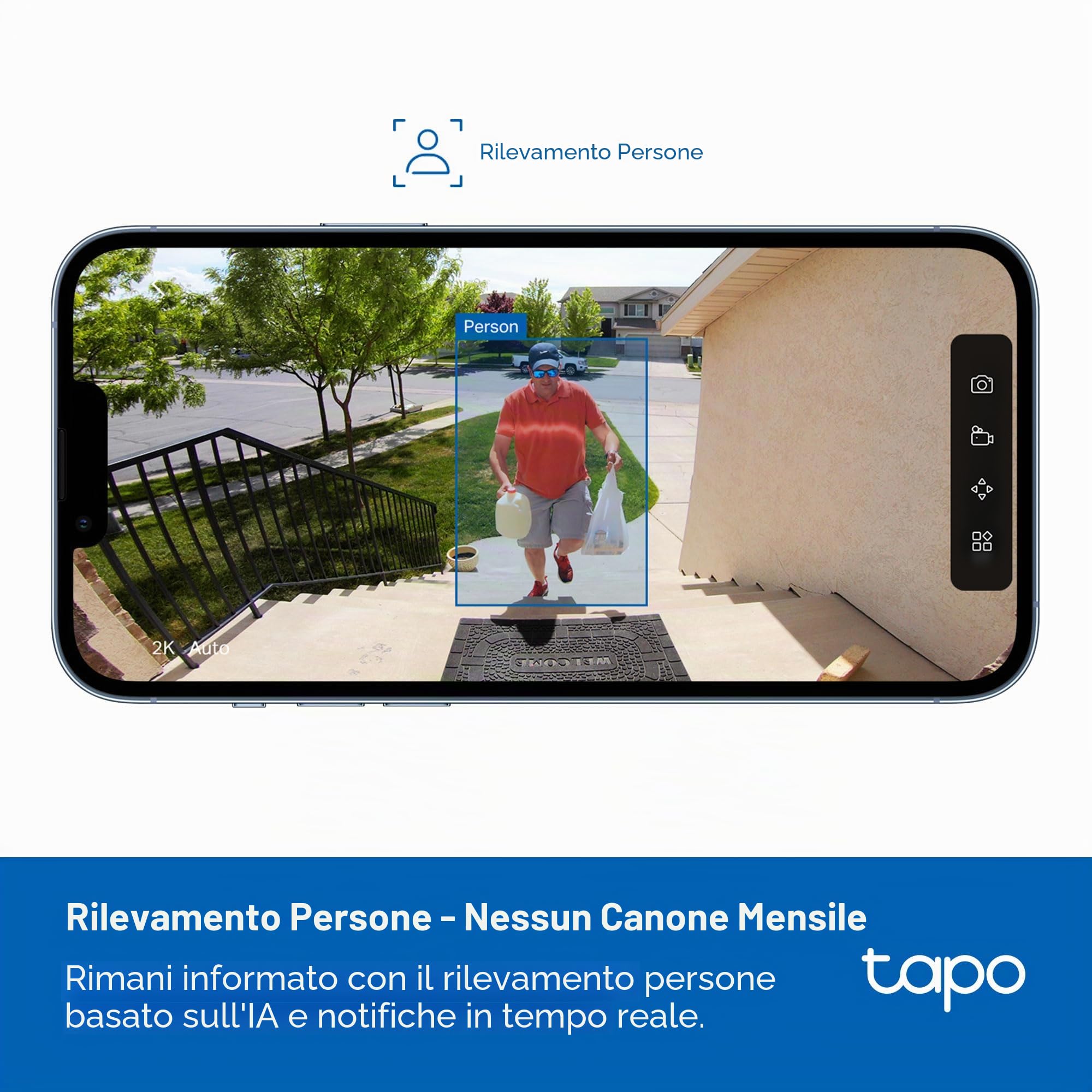 Tapo TP-Link C400 KIT Telecamera a batteria esterna con base a pannello solare, wireless, 1080P, rilevamento gratuito persone/veicolo, archiviazione SD/Cloud, visione notturna a colori, nessun hub