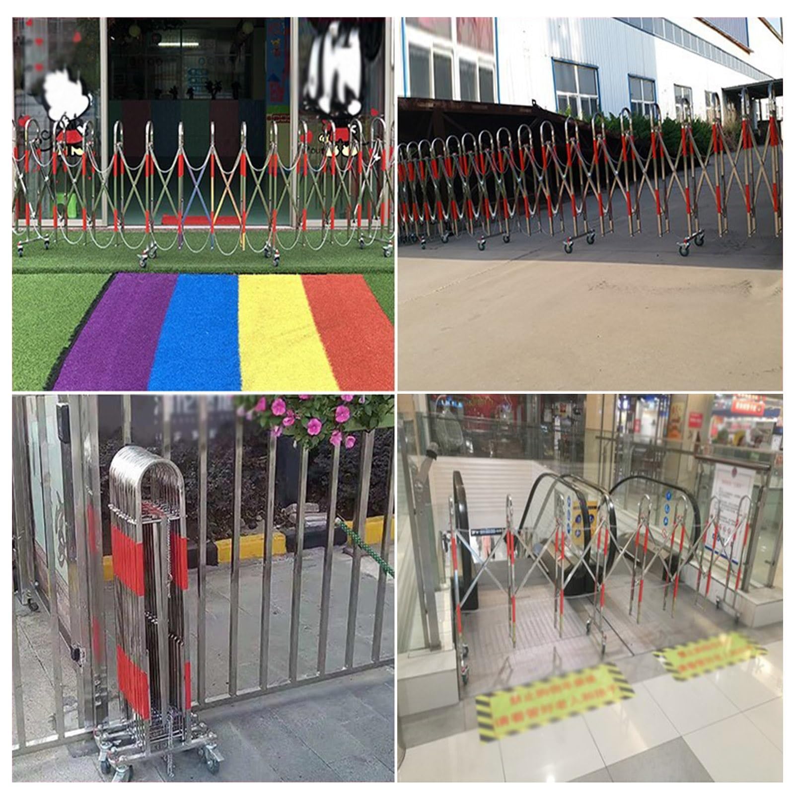 Barriera di Traffico Retrattile – Barriera di Sicurezza Mobile in Acciaio Inossidabile con Ruote per Garage, Scuola, Centro Commerciale, Recinzione di Sicurezza Portatile