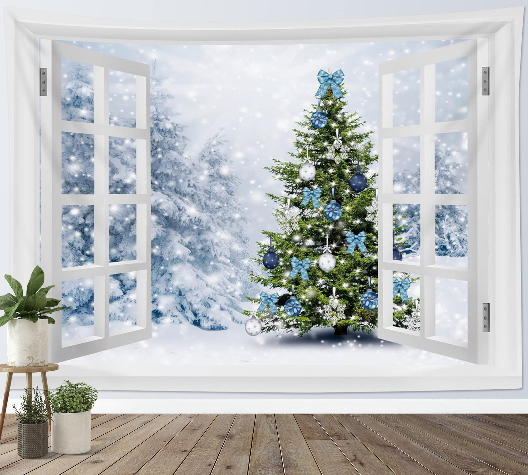 Tapisserie Murale Sapin De Noël - 150x200 Cm, Polyester, Décoration Pour Salon Ou Chambre - 9