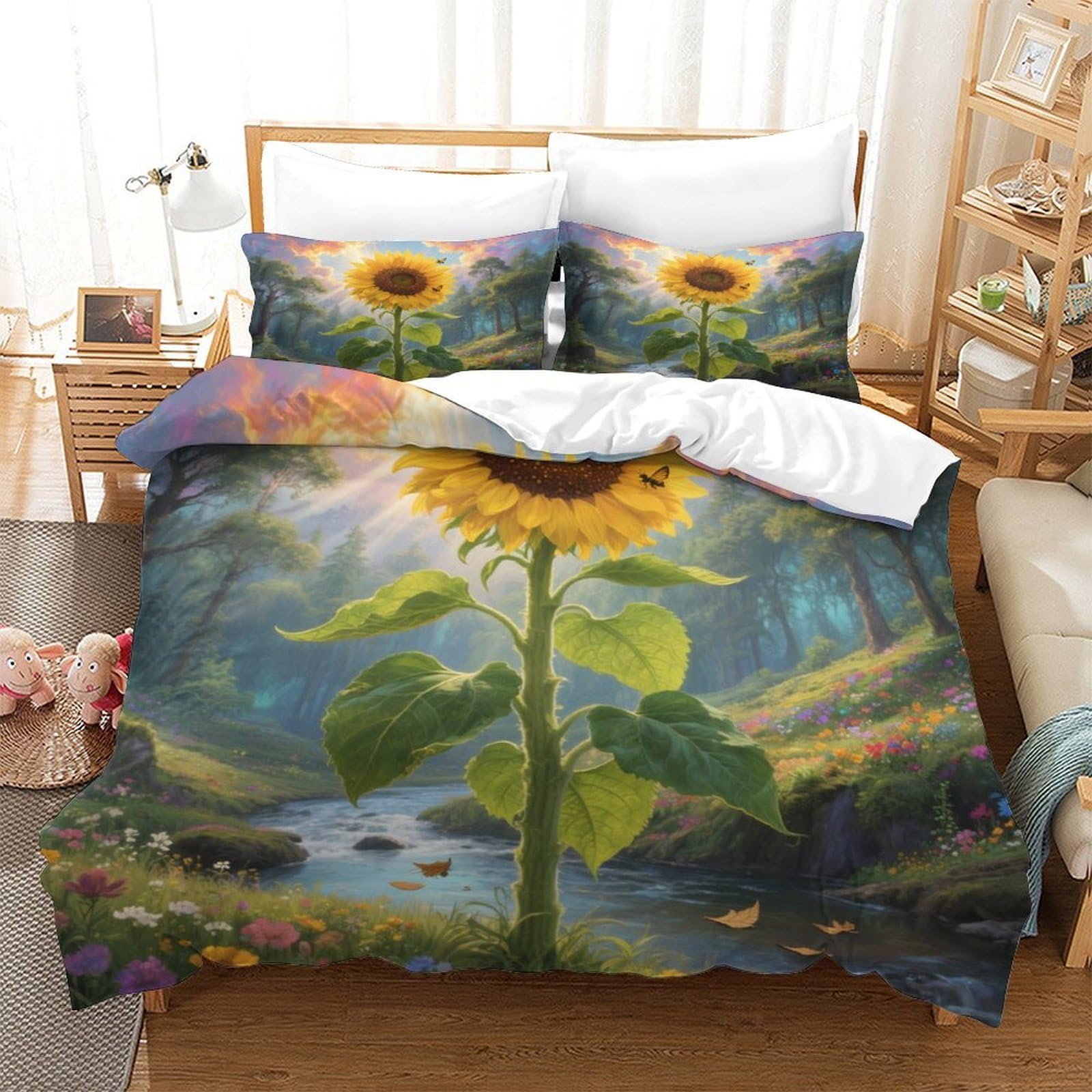 Housse de couette tournesol 3D : le cadeau idéal pour relooker une chambre d'enfant