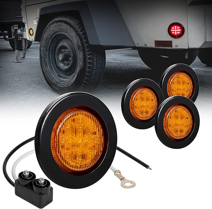 4pc 2.5" Amber Round Trailer LED Clearance Marker Lights