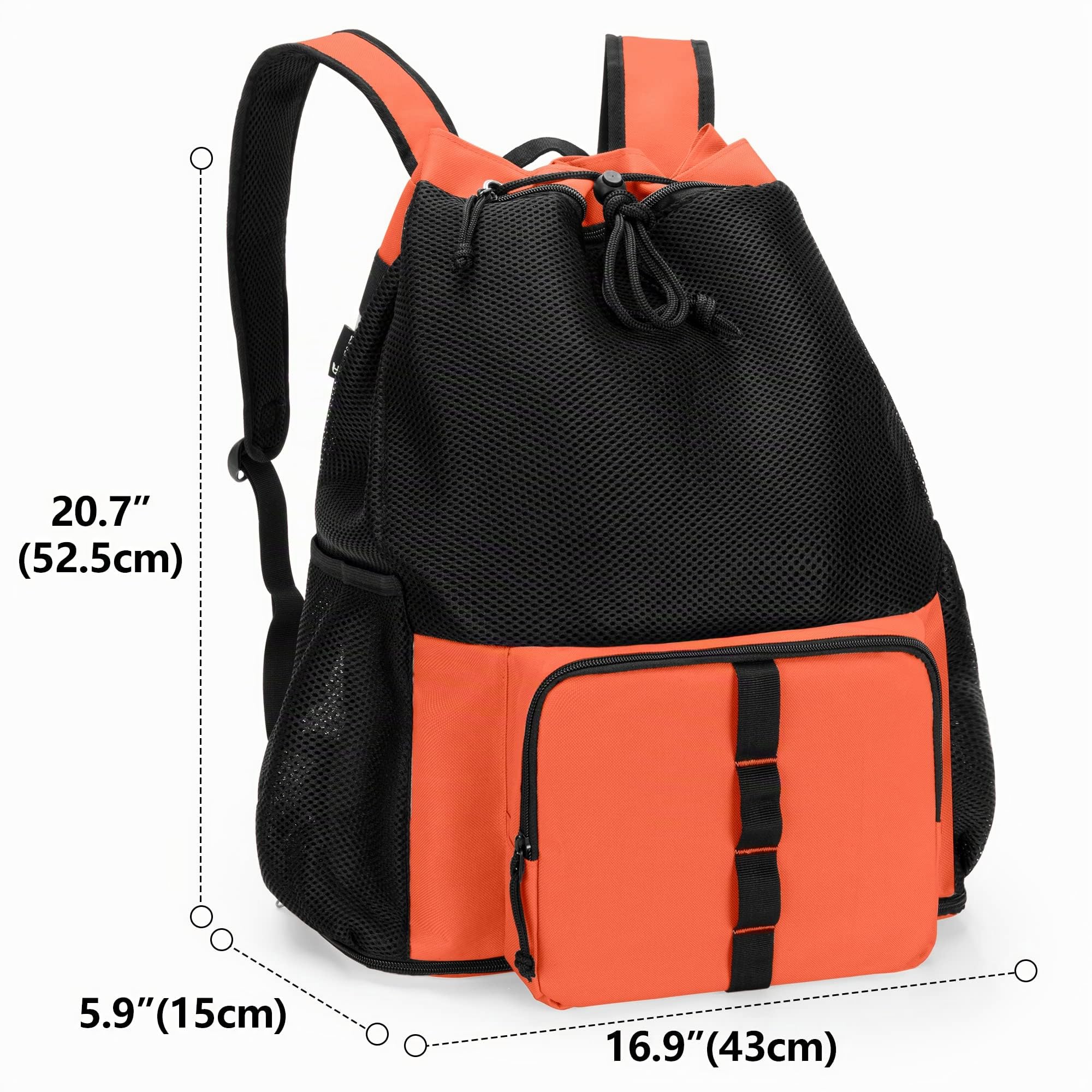 Fasrom Mochila de playa de malla con fondo de cremallera, mochila de gimnasio para nadar, playa y piscina (Patente Pendiente), Naranja