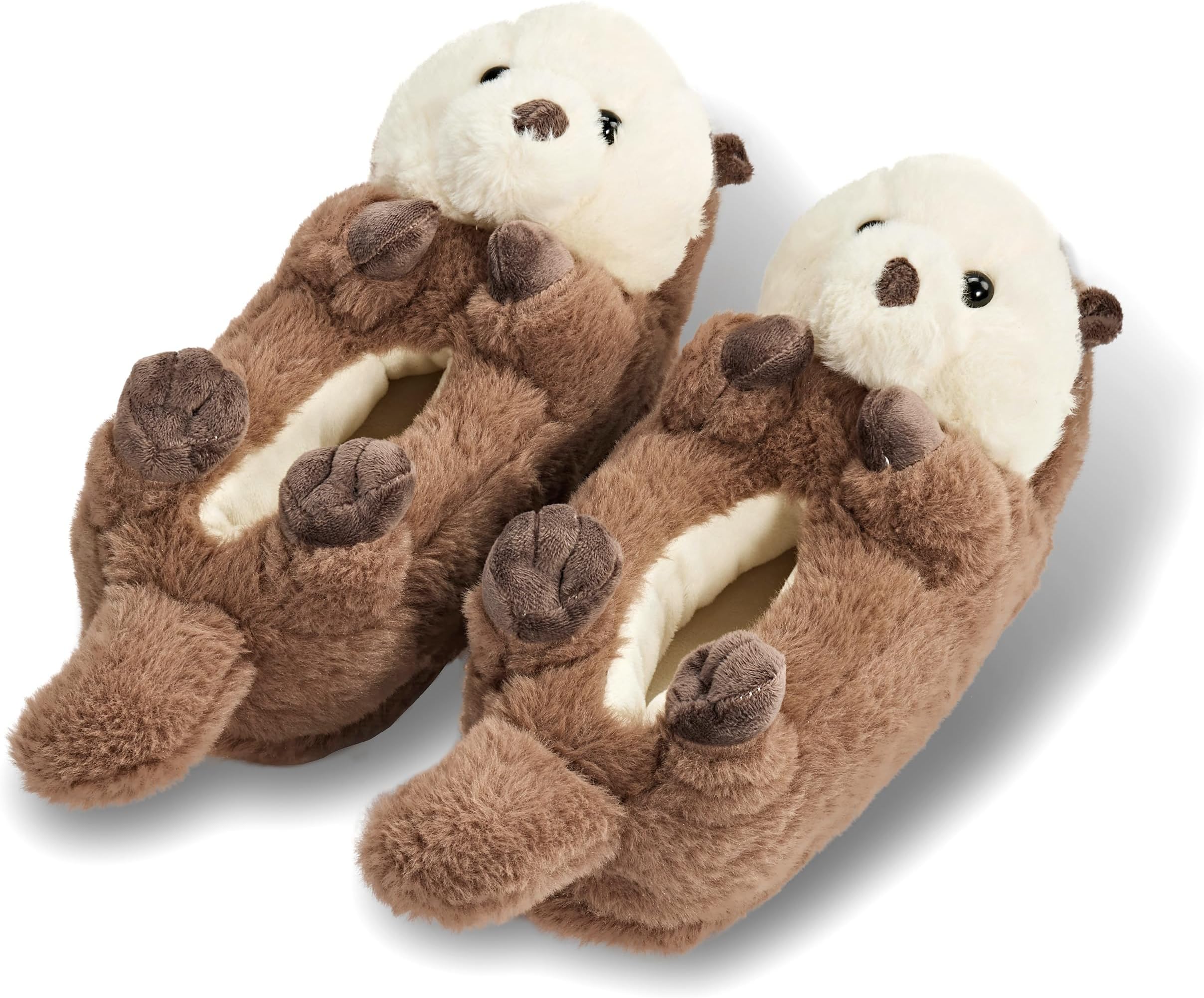 Women's Funny Animal Hug Plush Non-Slip Slippers, Novelty Cute Cozy Warm Slippers with Grips for Women