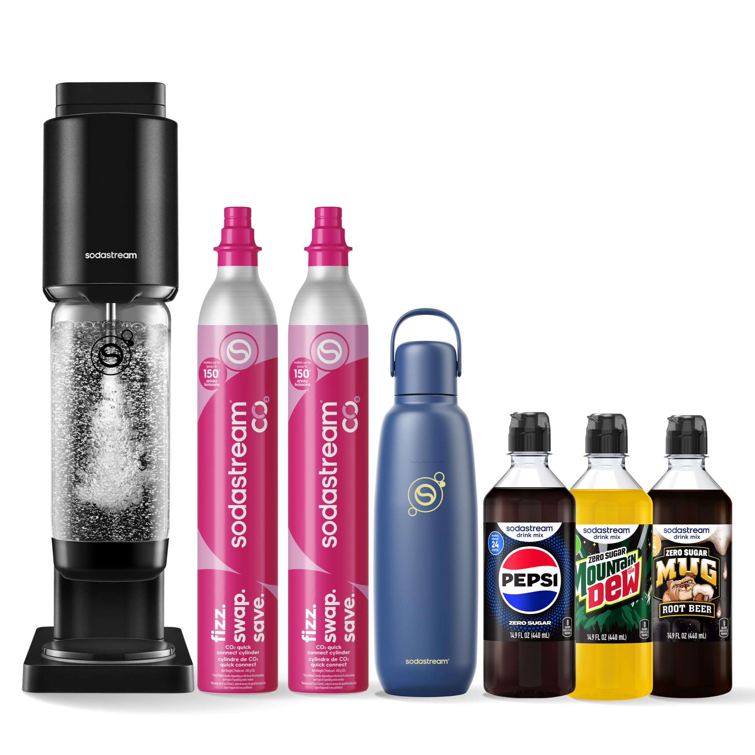 Sodastream Fresh | Soda Machine Sparkling Water Maker Value Bundle (Black) With 2x 60L CO…