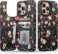 Vista 212 de LETO para iPhone 15 Pro Funda tipo cartera - Tapa tipo folio con patada - Diseños de moda - Tarjetero - Funda protectora para mujeres y niñas - 6.1