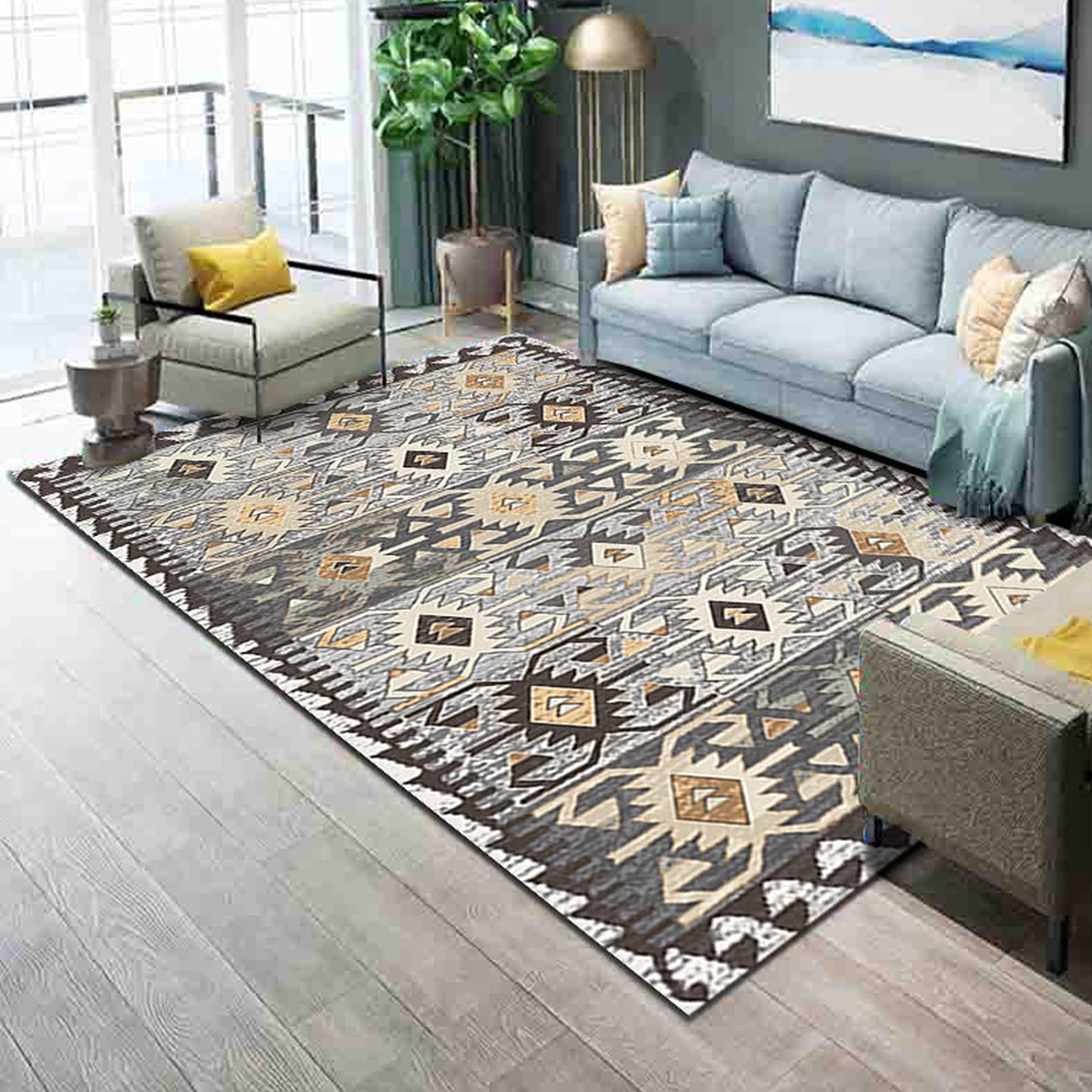 Tapis rectangulaires pour Salon, Tapis de Style Ethnique rétro pour Salle à Manger Hall Studio Lounge Studio Étude Chambre Lavable Soft Pile Chambre à Pile Tapis (Size : 200×300cm)