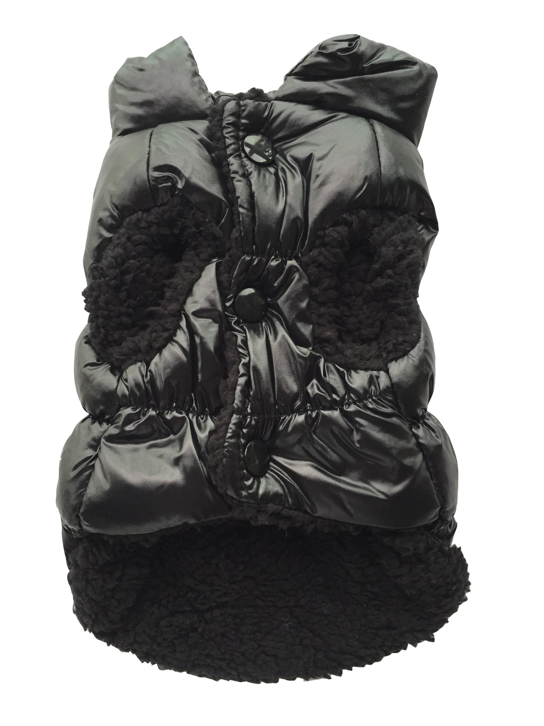 Vedem Dog Warm Fleece Puffer Vest Coat Cold Weather Pet Jacket Quilted Vest Clothes for Cats and Small Dogs (L, Black)