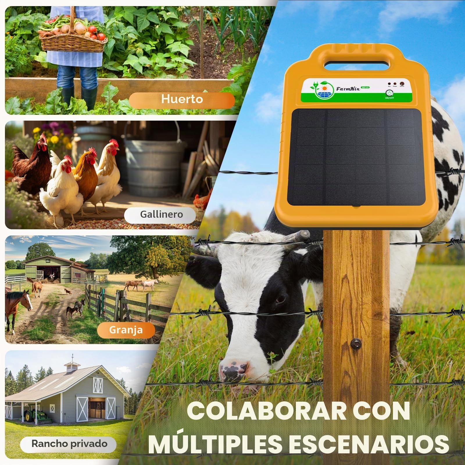 16 KM Pastor Electrico Solar, 8KV 0.2J Cerca Eléctrica Controlador | Pastores Eléctricos para Caballos, Ganado, Ovejas, Jabalíes, Cría de Animales Pastores, para Granja Pastar Jardín, IP55