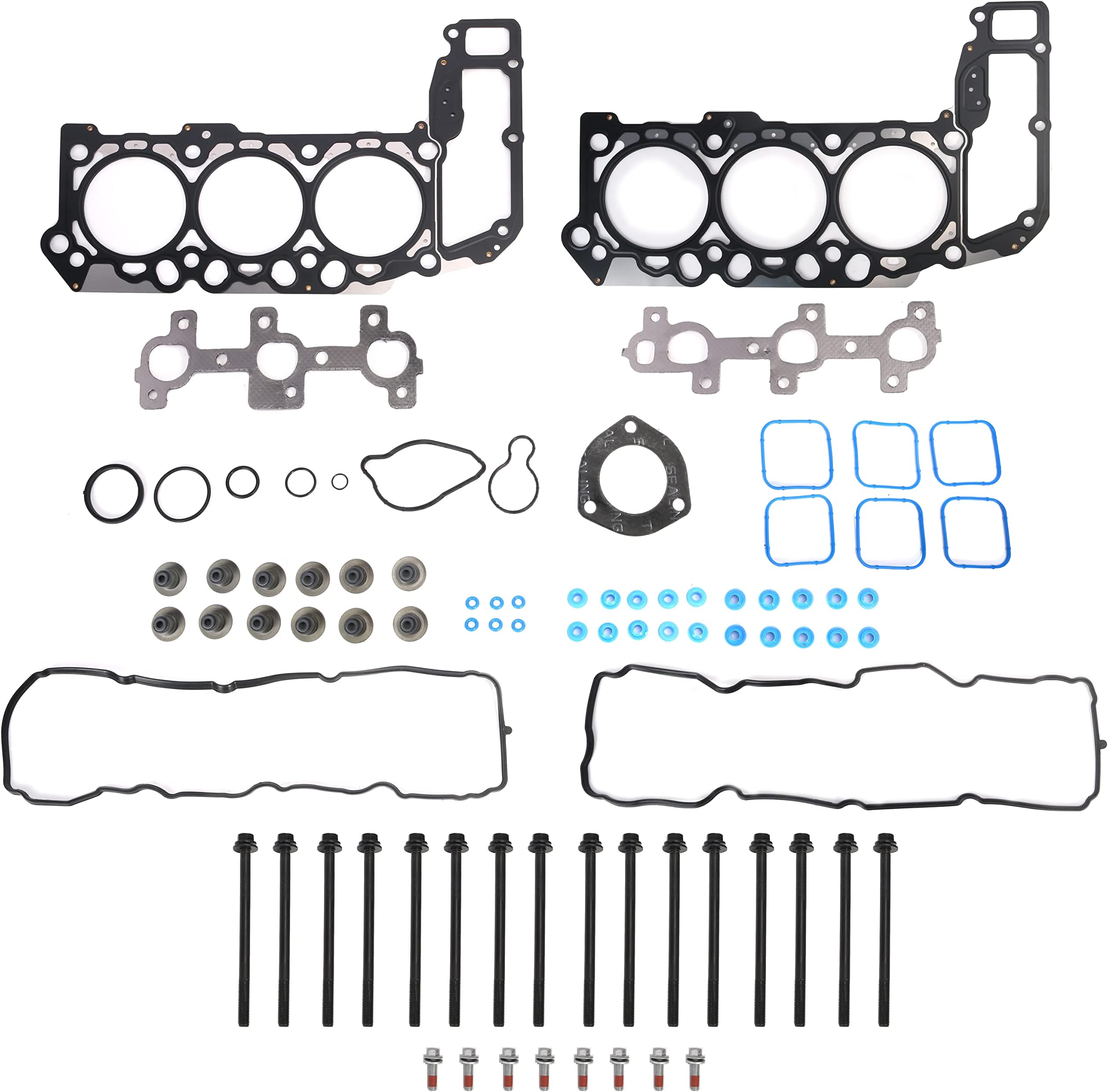Head Gasket Set with Bolts, 3.7L, fits for Jeep Commander/Liberty/Grand Cherokee, for Dodge Nitro/Dakota/Durango/Ram 1500, for Mitsubishi Raider 3.7L 226CID V6 SOHC 05-12 (82PCS)