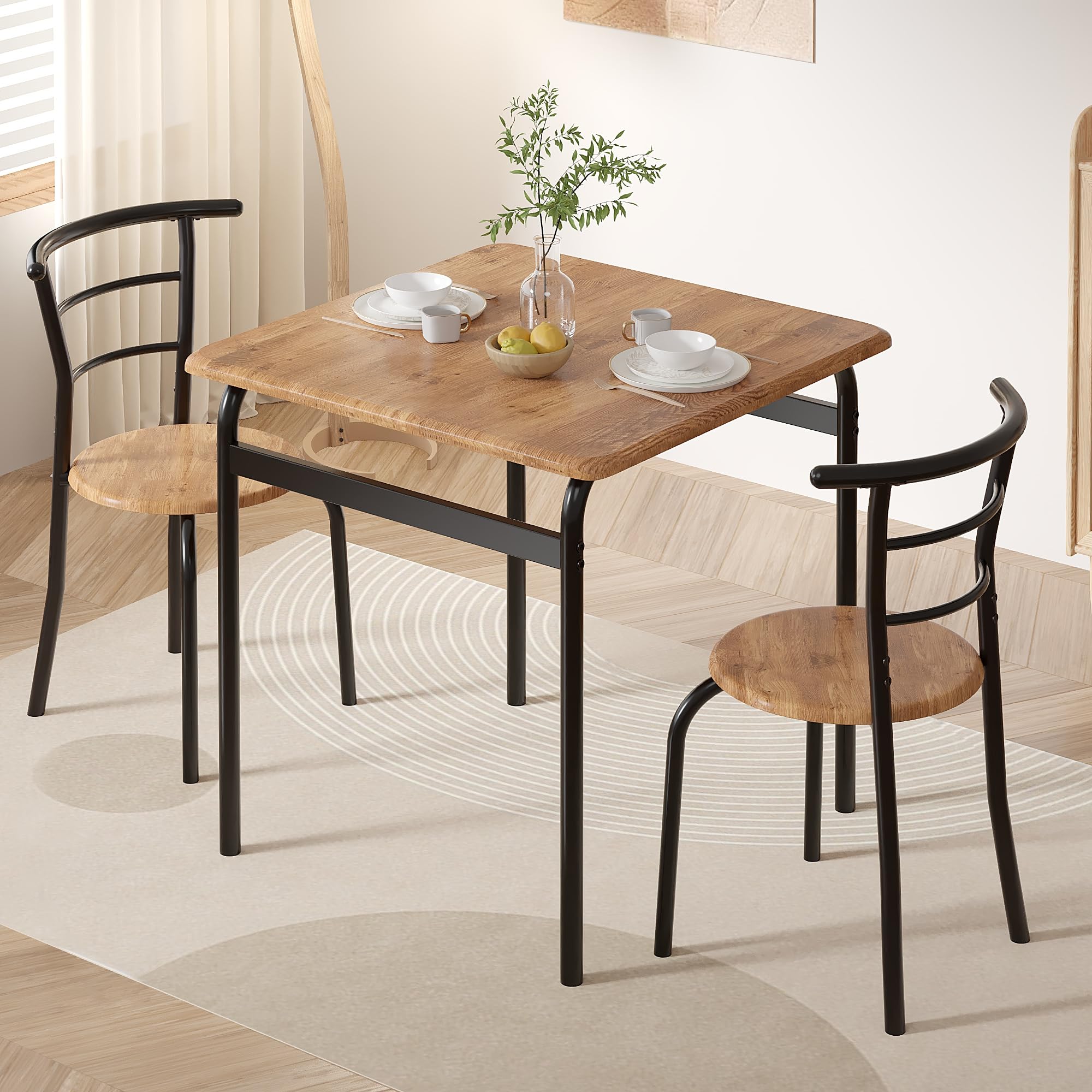 3-Piece Compact Dining Set with Metal Frame