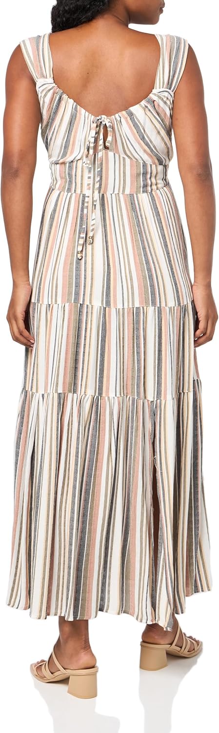 Angie Women's Spaghetti Strap V-Neck Maxi Dress with Center Cutout