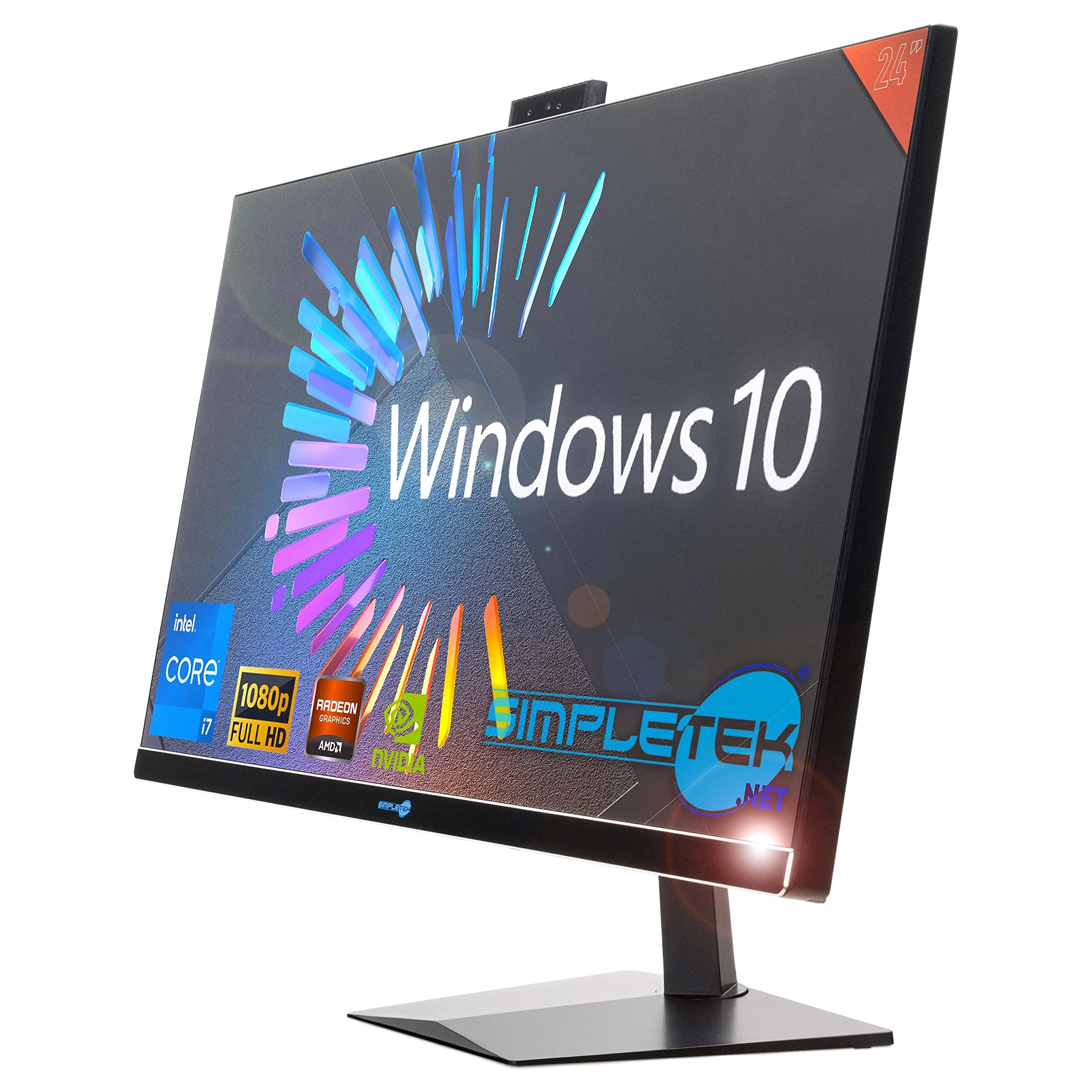 SIMPLETEK - PC All in One 24" FHD 60Hz Core i7 Windows 10 | Tarjeta gráfica dedicada RX550 4GB | 16GB RAM SSD 960GB | Trabajo, Gaming