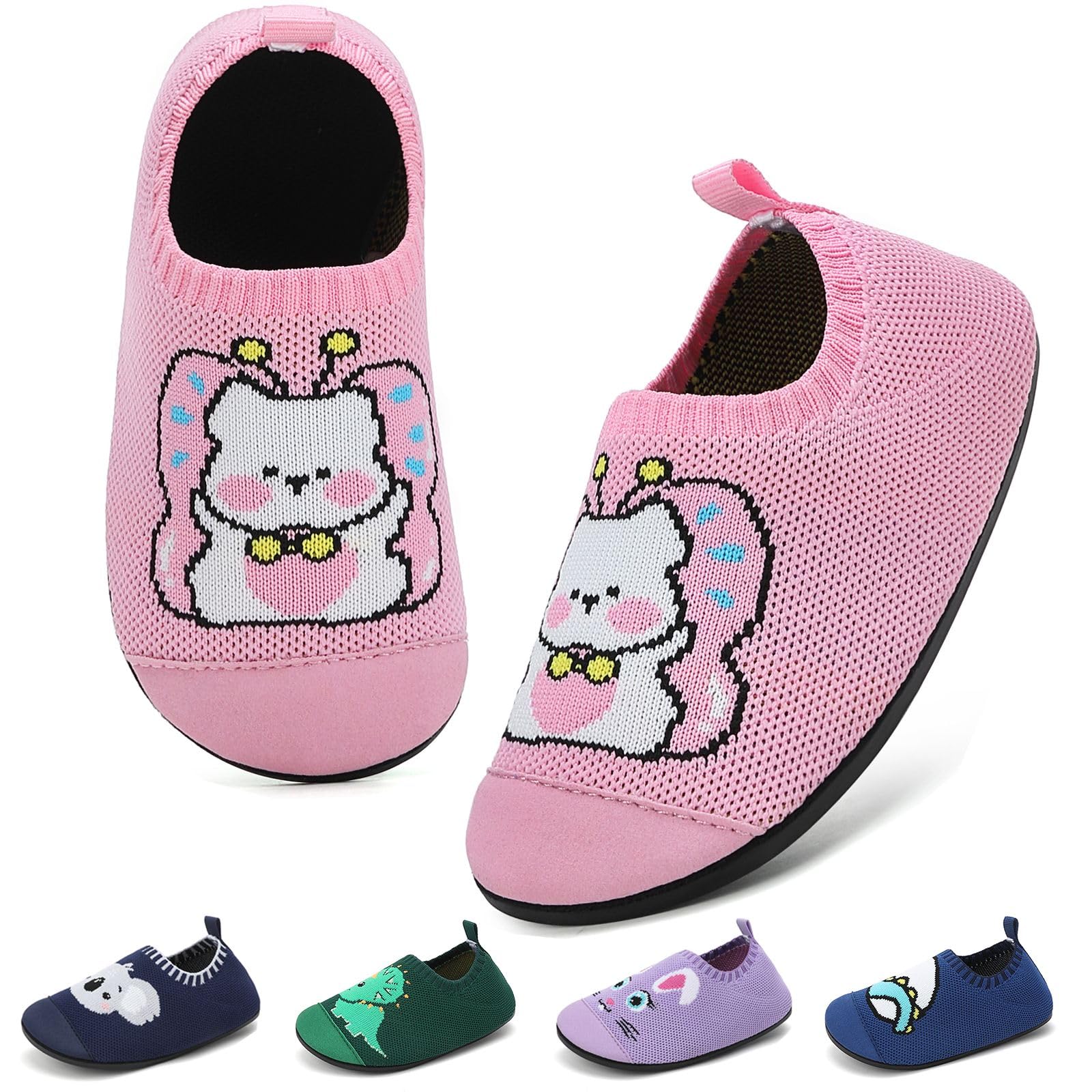 BARFULKER Hausschuhe Kinder Jungen Mädchen Slippers Pantoffeln, Gr.20-33 | Atmungsaktive Barfußschuhe,Rutschfest Pantoffeln,Flexibel Lauflernschuhe Hüttenschuhe für Kindergarten und Zuhause