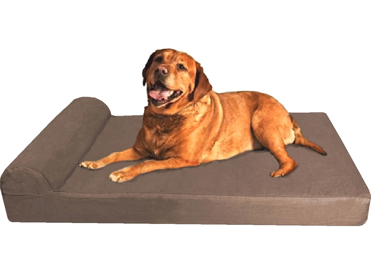 Dogbed4less Premium HeadRest Pillow Orthopedic Cool Memory Foam Dog Bed for Large Dogs Waterproof Lining with Washable Denim