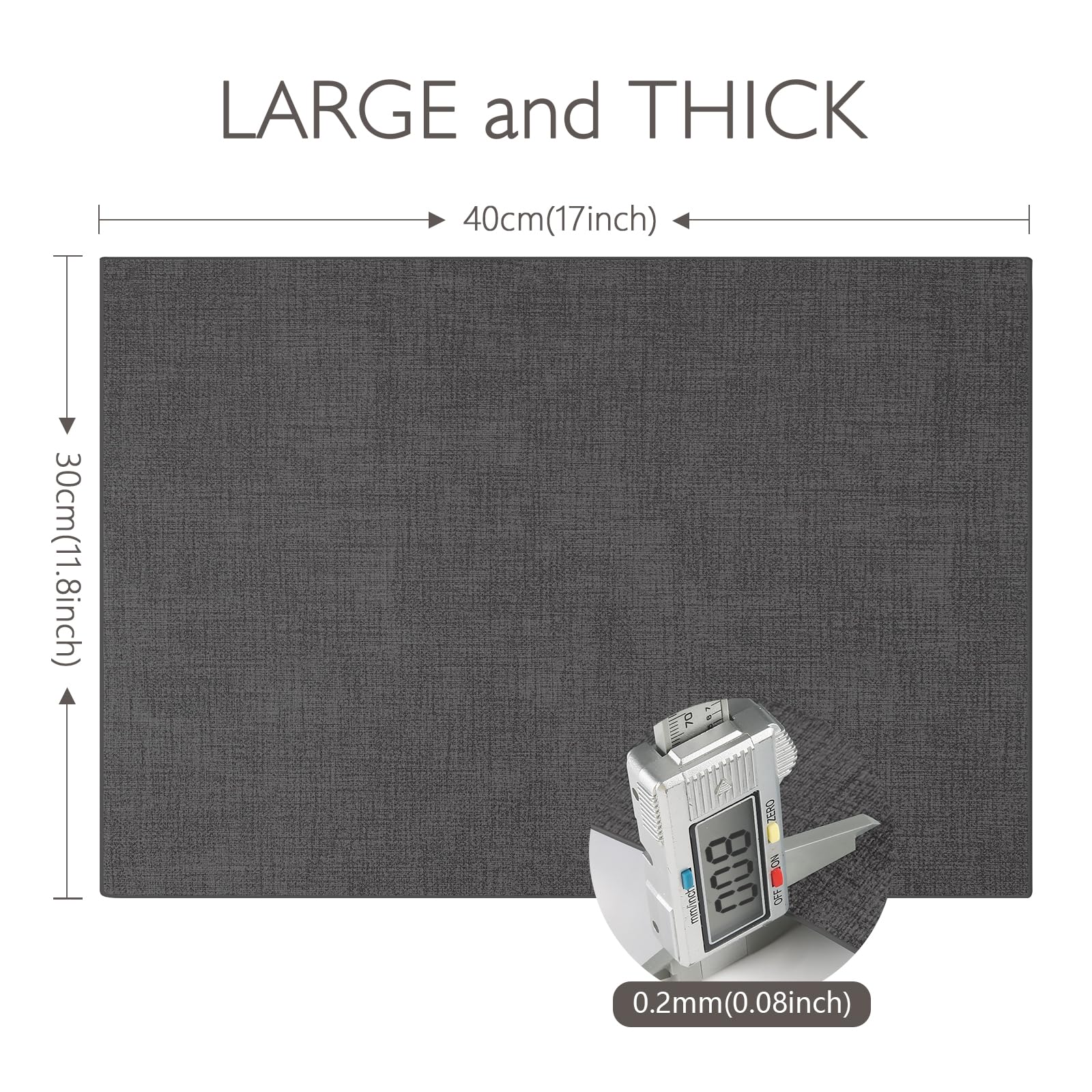 Set di 6 tovagliette in ecopelle lavabili in poliuretano per tavolo da cucina, resistenti al calore, impermeabili, facili da pulire, antiscivolo, 30 x 43 cm (grigio scuro, 6 pezzi)