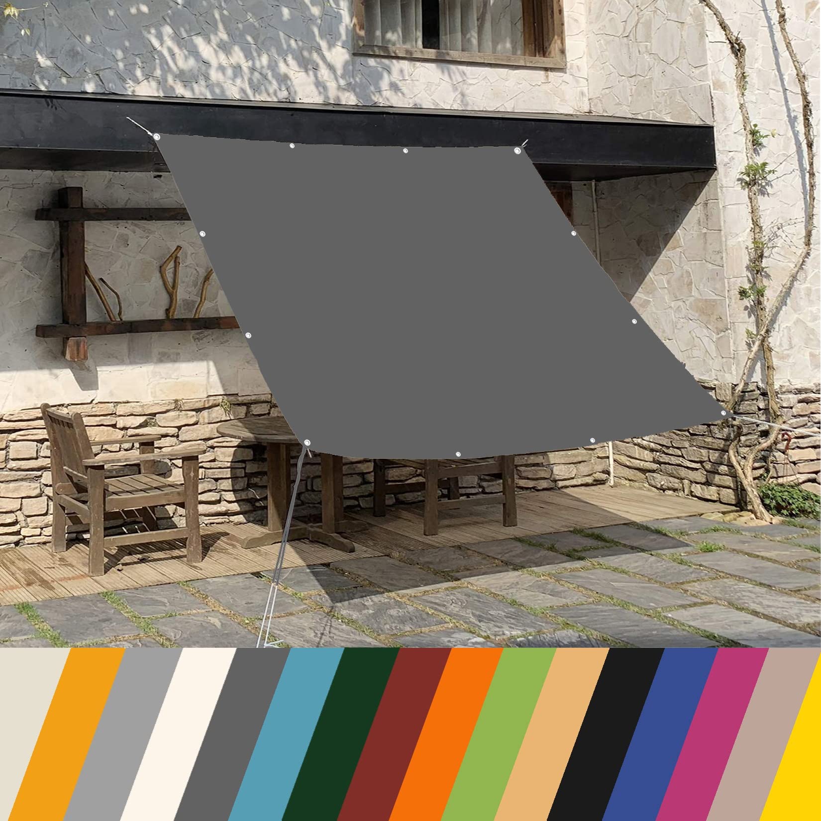 GJZQDKX Sun Shade Sail 1.7x4M for Garden, Balcony & Terrace - Waterproof, Windproof, UV Protection - Dark Grey Canopy for Outdoor Sun Protection