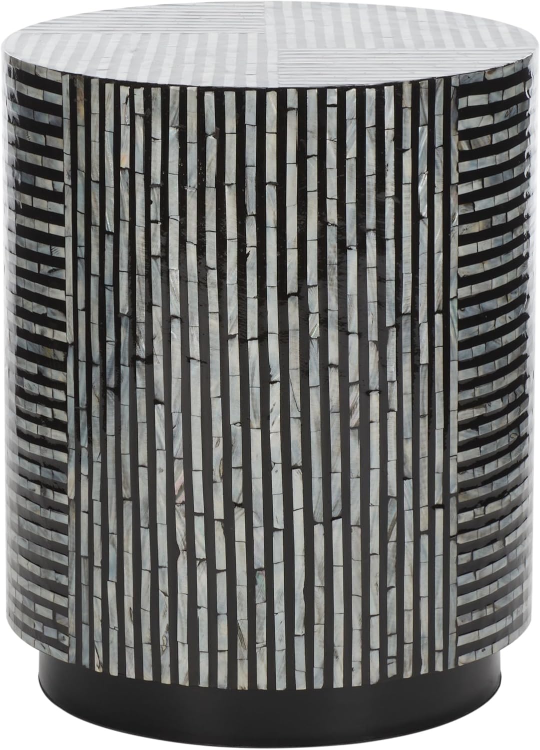 SAFAVIEH Home Collection Harlon Black Faux Mother of Pearl Accent Table Round Stool (Fully Assembled)