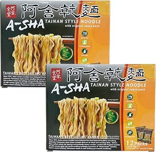 A-Sha Healthy Air-Dried Ramen Noodles with Original Sauce - Vegan 10g Protein, Zero Cholesterol, 24 Packs 3.35oz