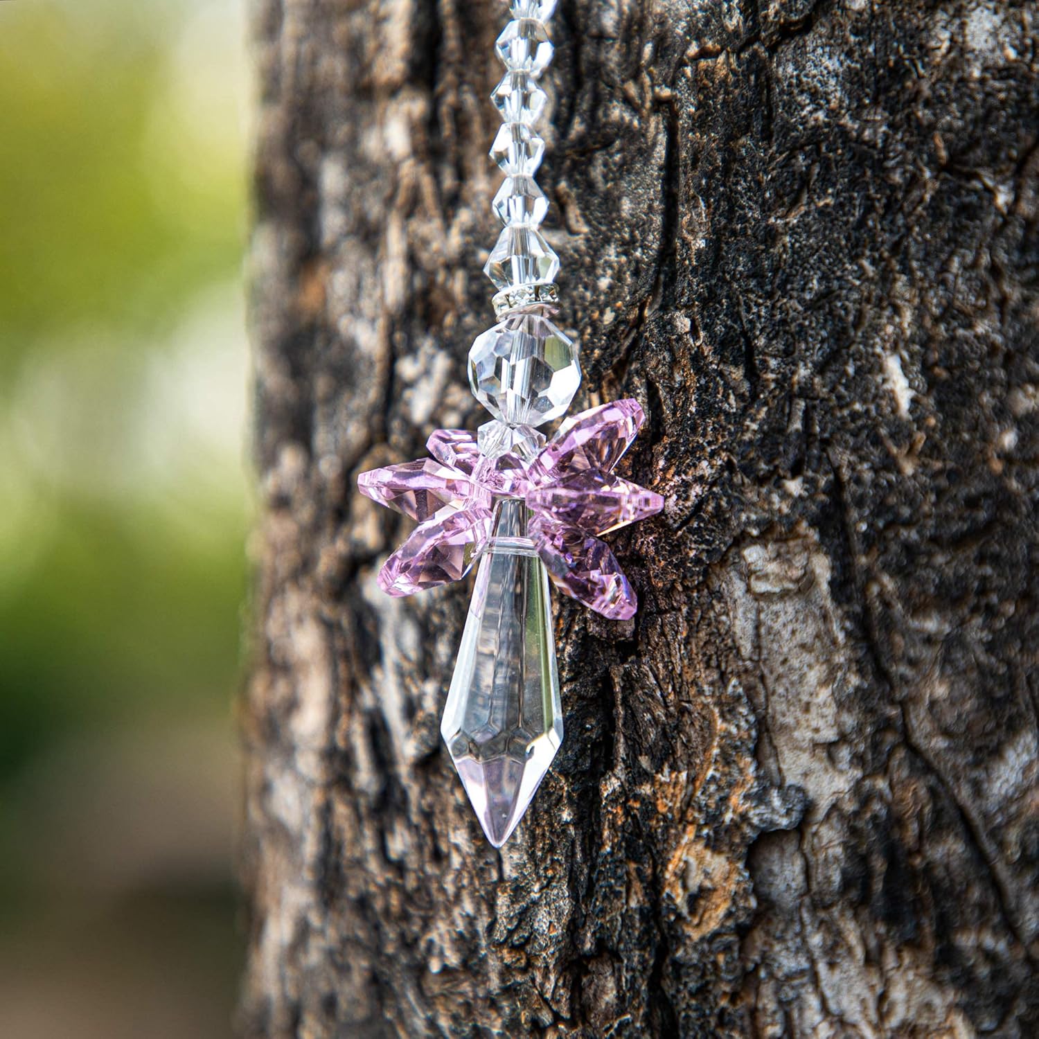 Rainbow Guardian Angel Crystal Suncatcher for Home/Car Decoration & Porch Decor & Hangings Crystal Glass Ornament for Valentines Day, Gift for Mom Women (Pink) - Image 5