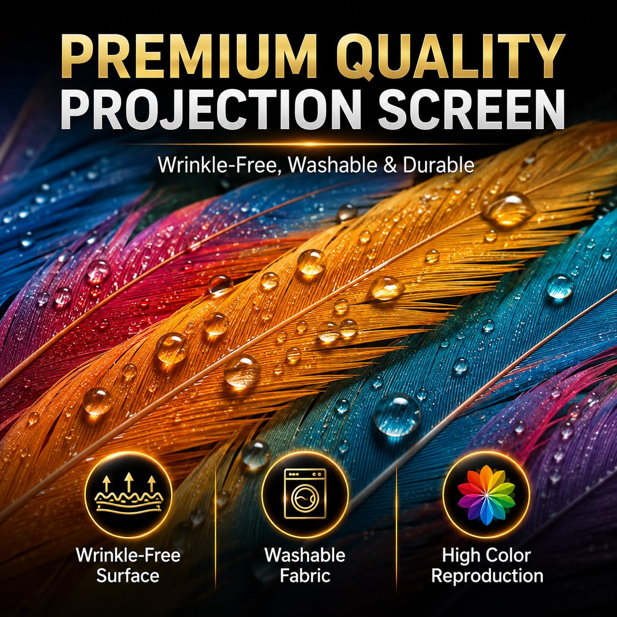 TOWOND Projektor-Leinwand für den Außenbereich, 120 Zoll (304,8 cm), tragbar, 16:9 HD, faltbar, knitterfrei, Projektionsleinwand mit Tragetasche für Heimkino, Außen- und Innenbereich, doppelseitig