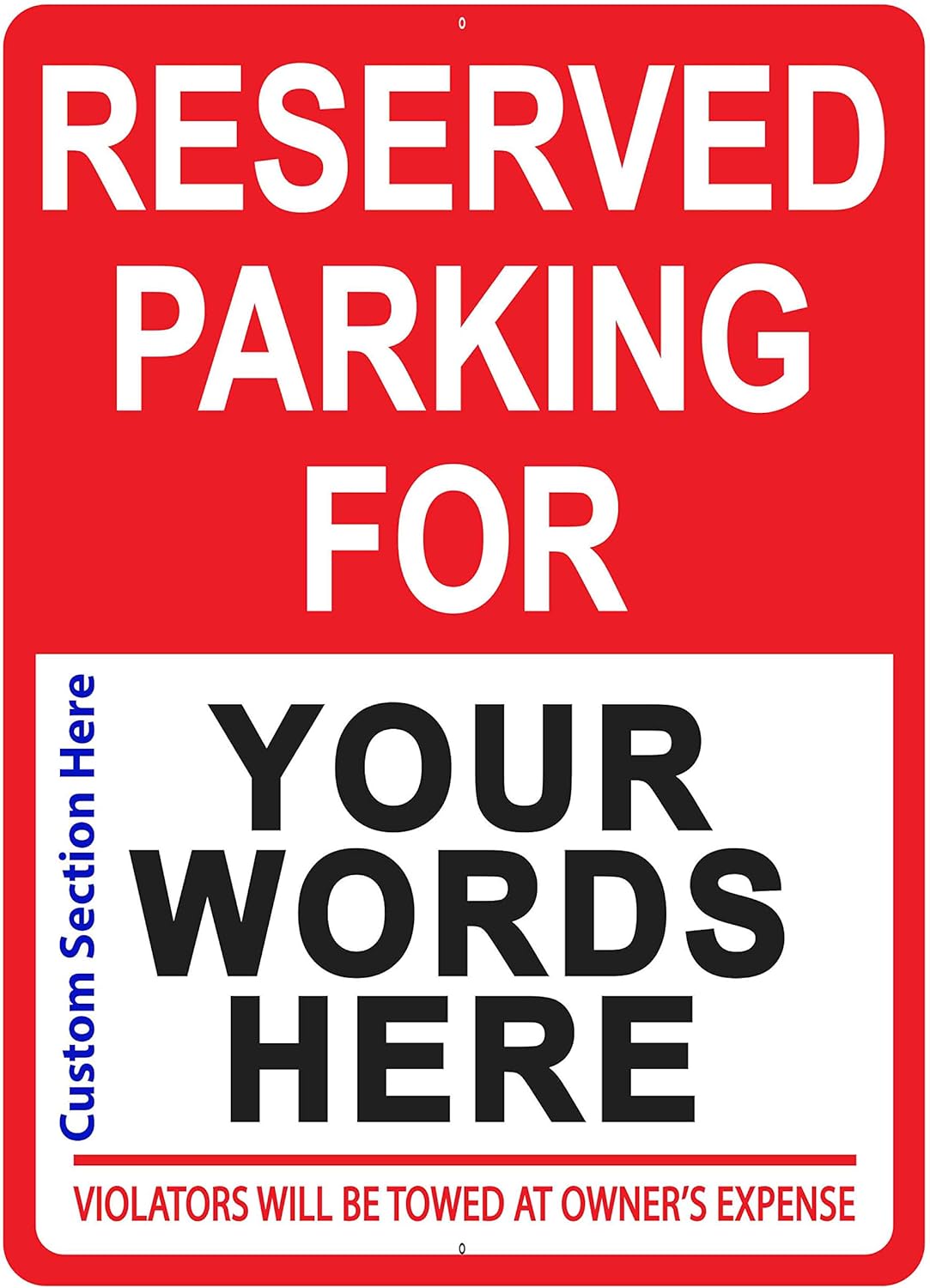 Custom Reserved Parking Sign - Reserve Private Spots for Customers Employees, Parking Lot Clear Outdoor Reflective Heavy-Duty .04" Rust-Free Aluminum, Diamond Grade Prismatic (DGP), 14"x10""
