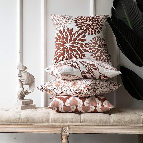 Miniatura 7 de Phantoscope Juego de 4 fundas de almohada de caramelo de la serie Living de 18 x 18 pulgadas y juego de 4 rellenos de almohada de 18 x 18 pulgadas