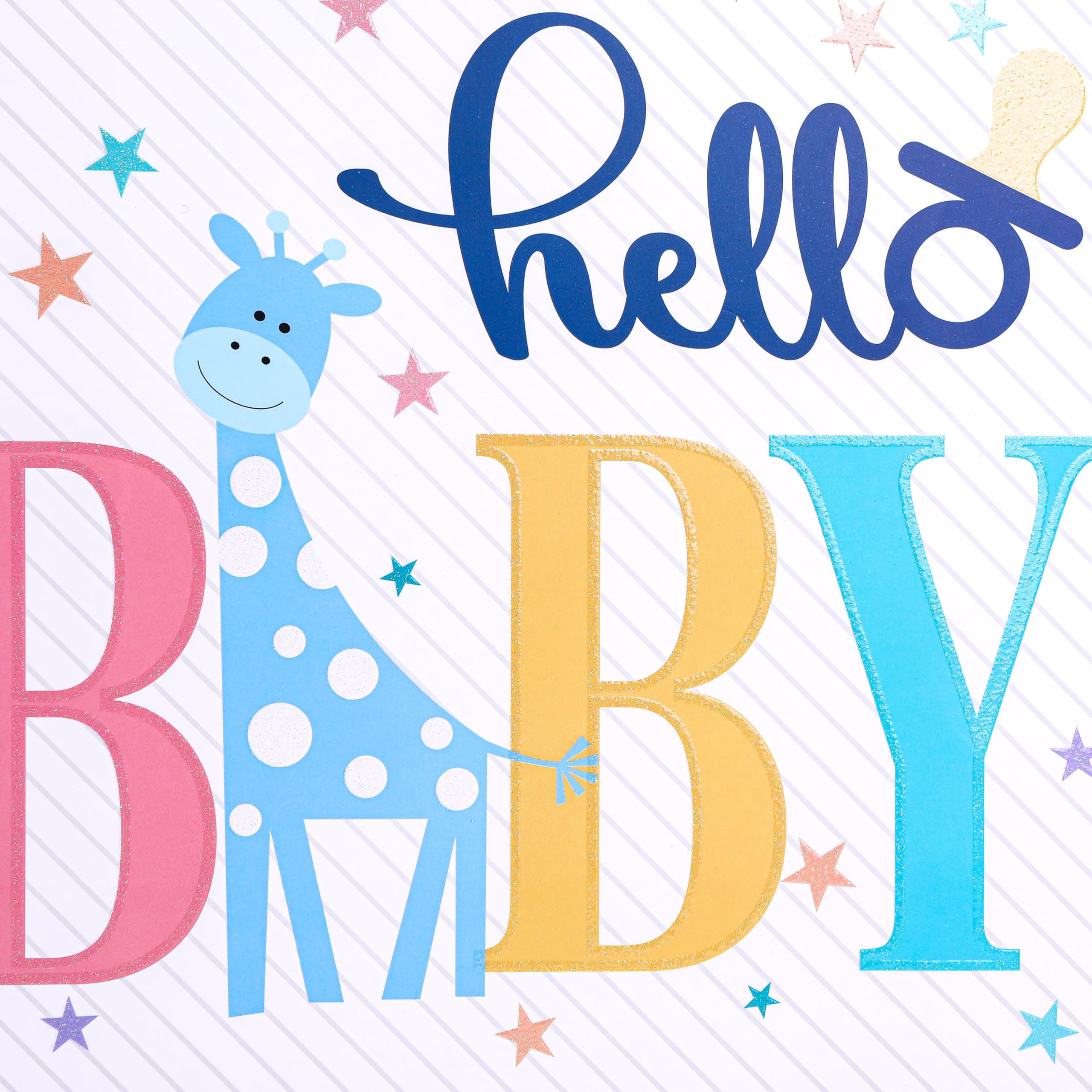 ROSYJUNE 13" Large Baby Gift Bag with Tissue Paper and Greeting Card for Baby Shower, Birthday