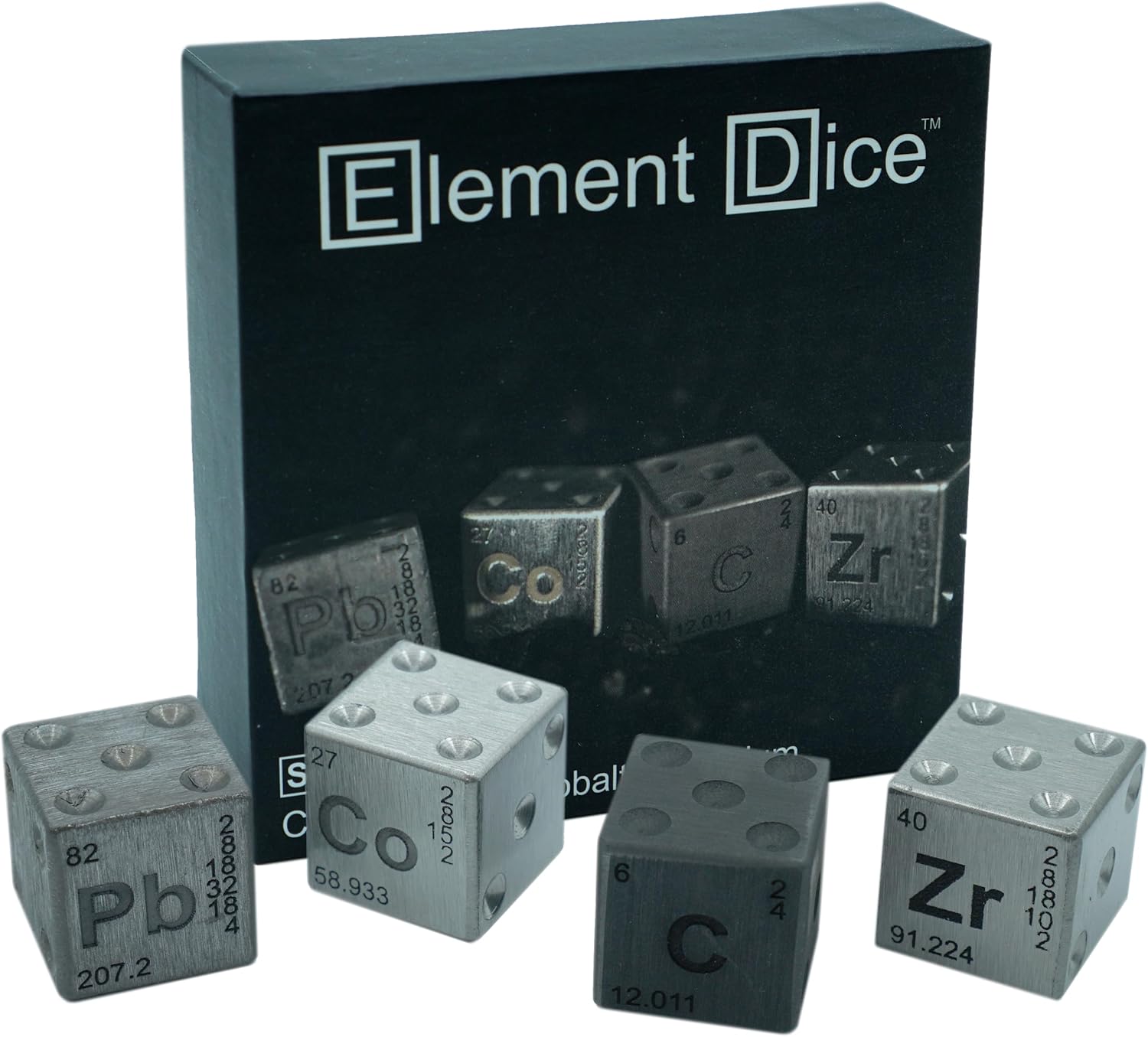 Set D (Carbon, Lead, Cobalt, Zirconium) 4 Piece Dice Set