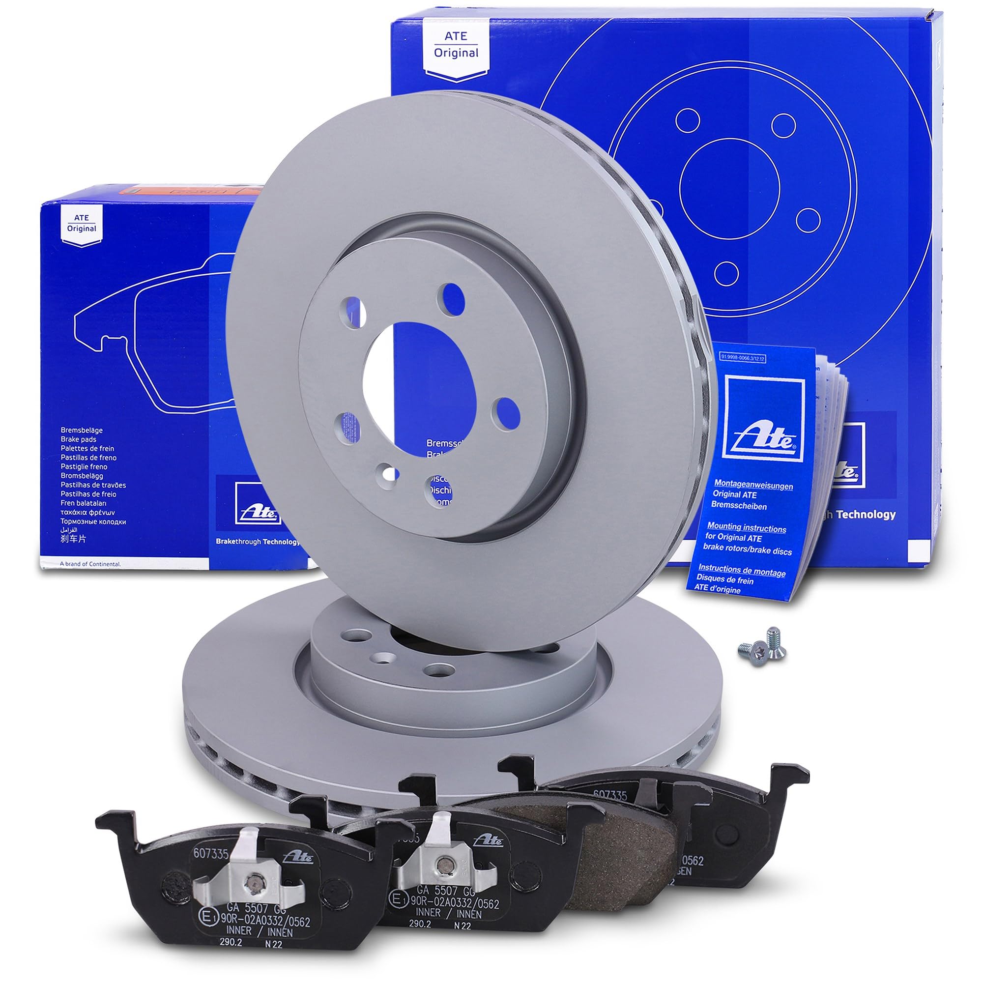 ATE Bremsenset Vorderachse inkl. Bremsschreiben vorne Ø275mm belüftet und Bremsbeläge vorne Kompatibel mit AUDI A1, SEAT ARONA, IBIZA 5, SKODA FABIA 4, KAMIQ, SCALA, VW POLO 6, TAIGO, T-CROSS
