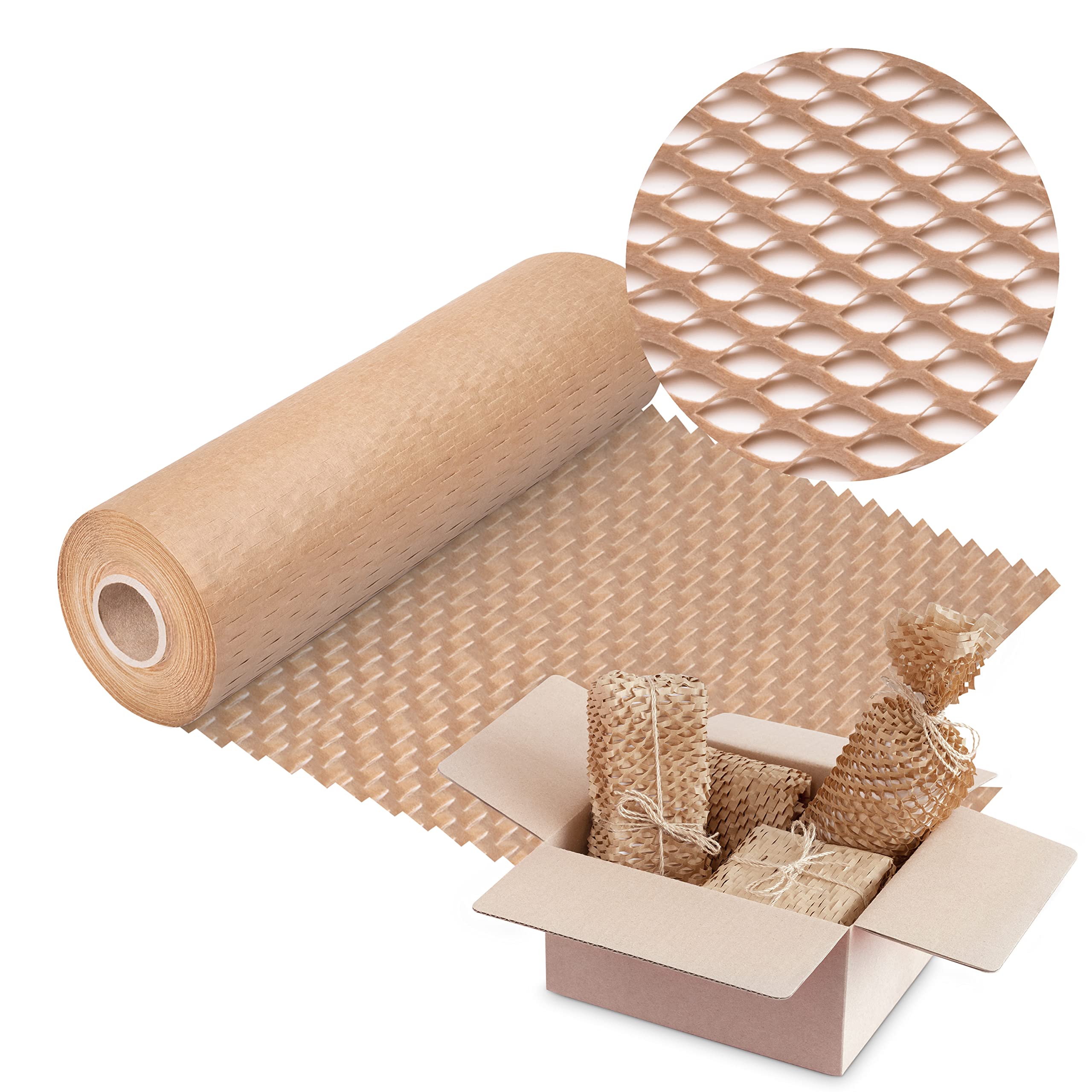 V1 Trade papier brązowy plaster miodu - 40cm x 25m - eko papier pakowy - tektura falista 90g/m2