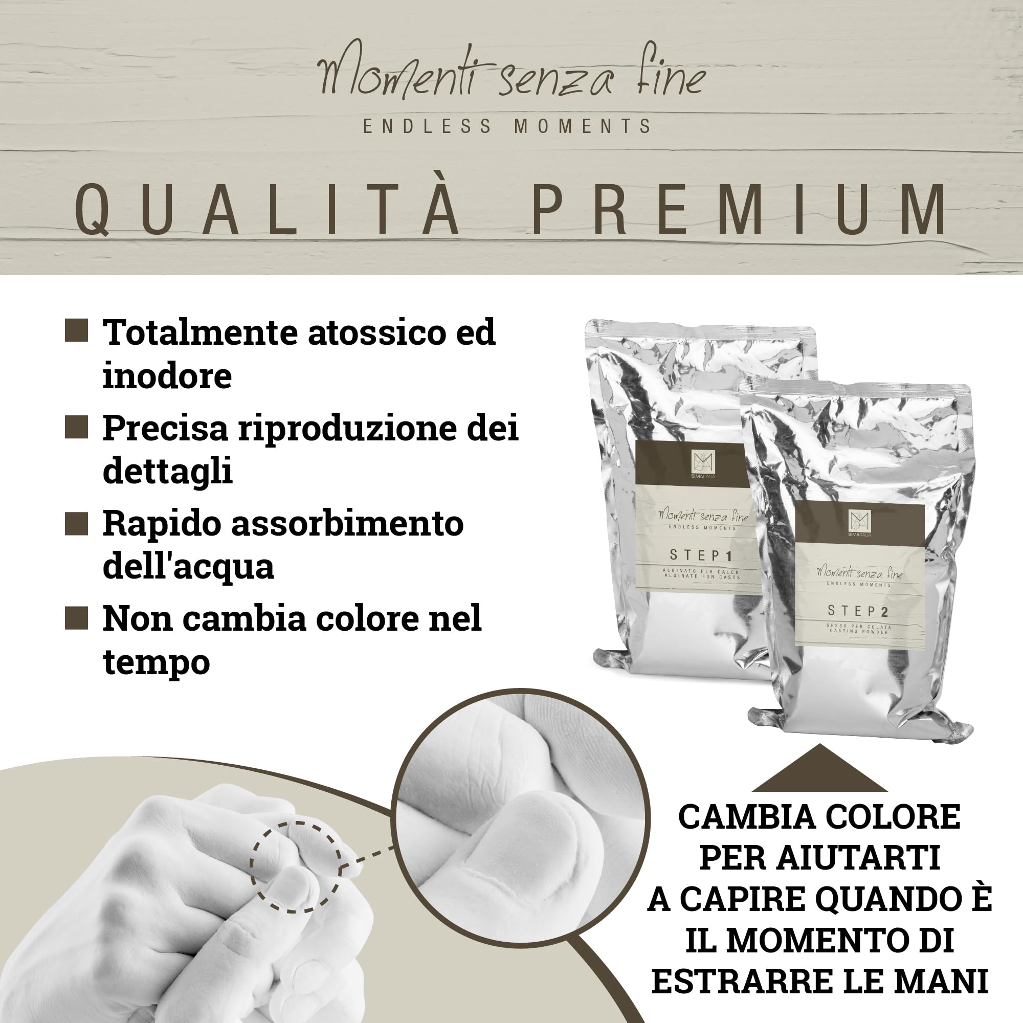 SIMAITALIA Kit Calco Mani Coppia Completo con Video Guida ed Ebook - Stampo 3D in Gesso e Alginato
