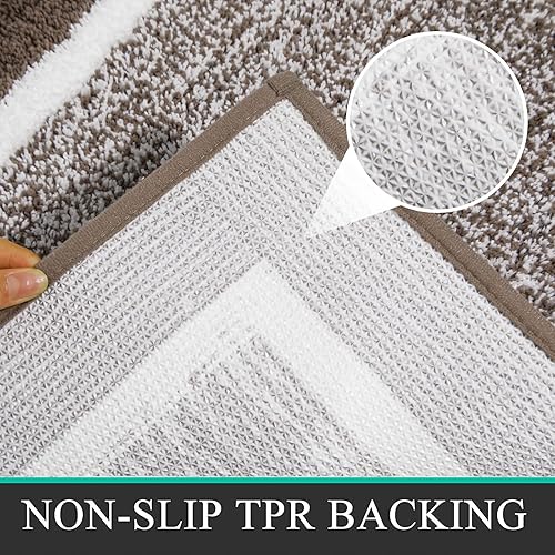 Miniatura 5 de Pauwer Juego de 2 alfombras de baño antideslizantes para baño, alfombras de baño absorbentes, lavables a máquina, alfombras de ducha para suelo de