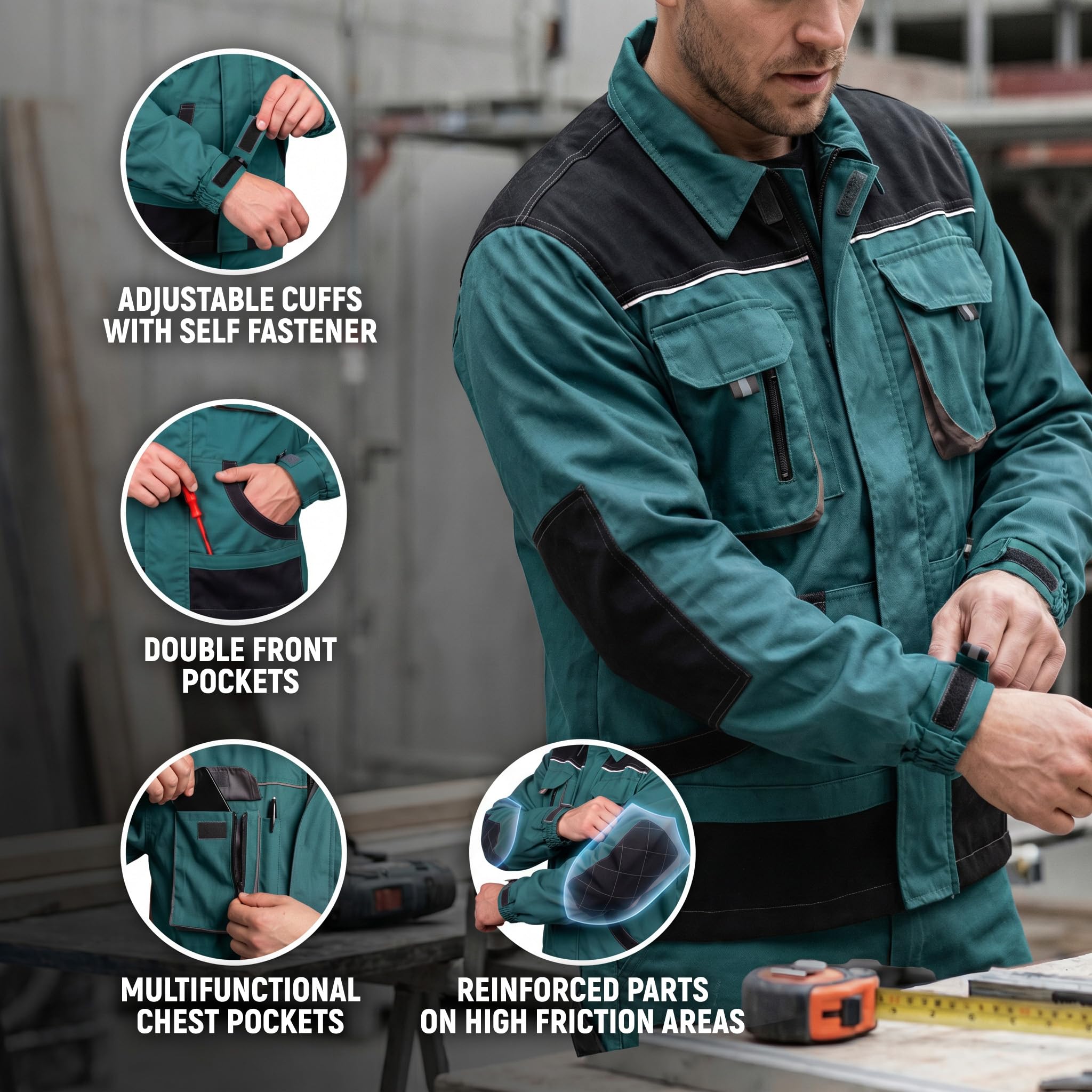 Stenso Des-Emerton - Chaqueta de trabajo multiusos para hombre - codos reforzados