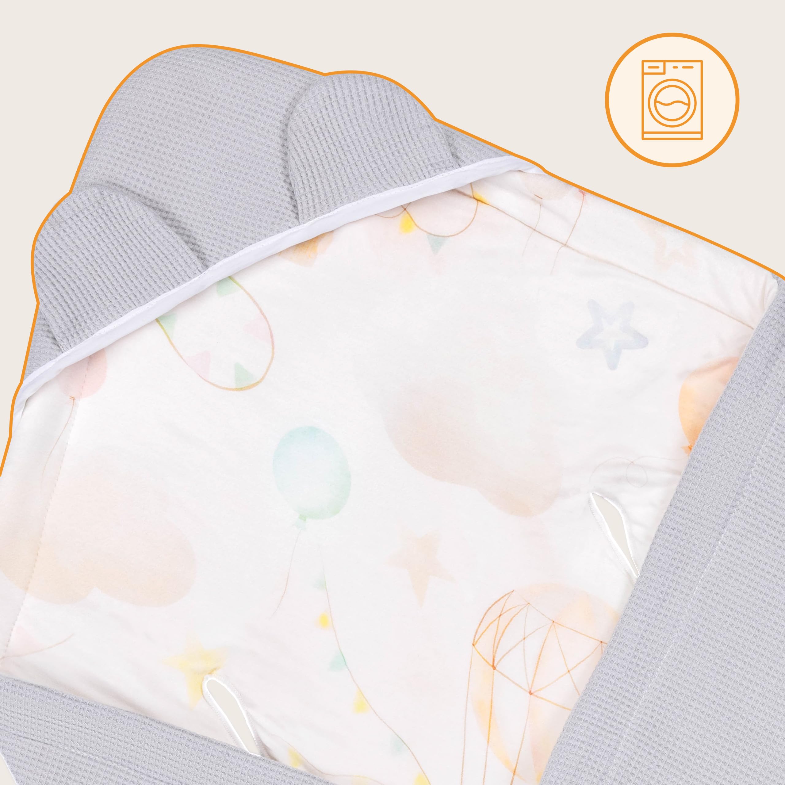 lionelo Travel Swaddle Blanket Manta para Asiento de Bebé Cálida, Portabebés y Cochecito para Todo el Año 90x90 cm Cierre de Velcro, 100% Algodón
