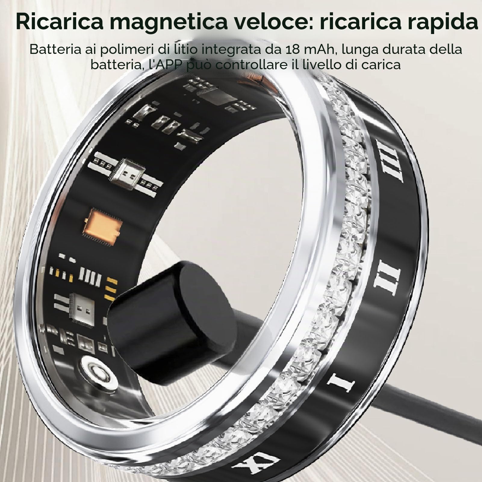 Anello Intelligente Aggiornato per Uomini, Tracker di Attività Fisica per Donne, Conteggio Passi, Anello Attività Fisica con Ricarica Magnetica per Attività Al