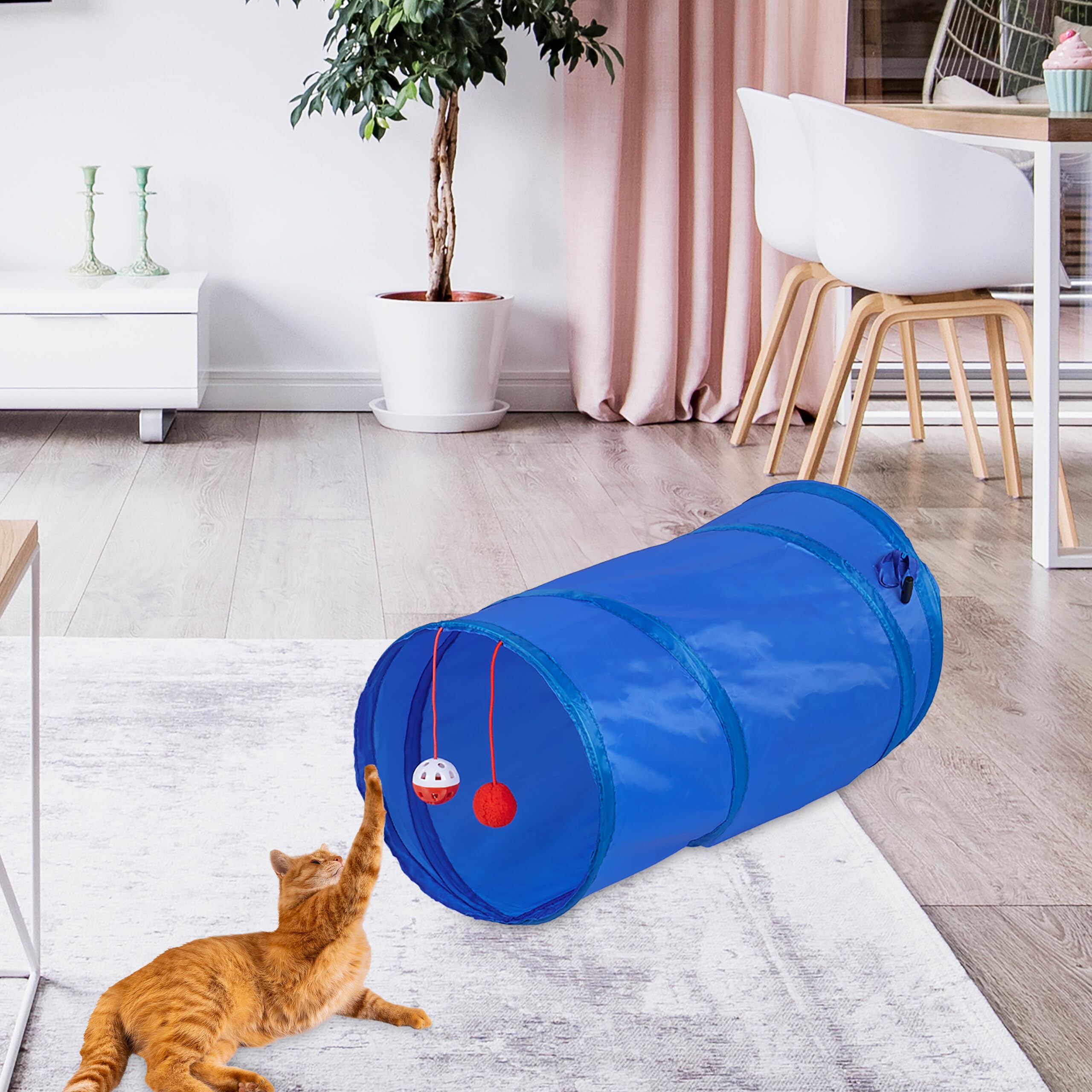 Tunnel Per Gatti Relaxdays | 50x25 Cm, Con Palline E Campanello, Anche Per Conigli E Animali Piccoli - Foto 9