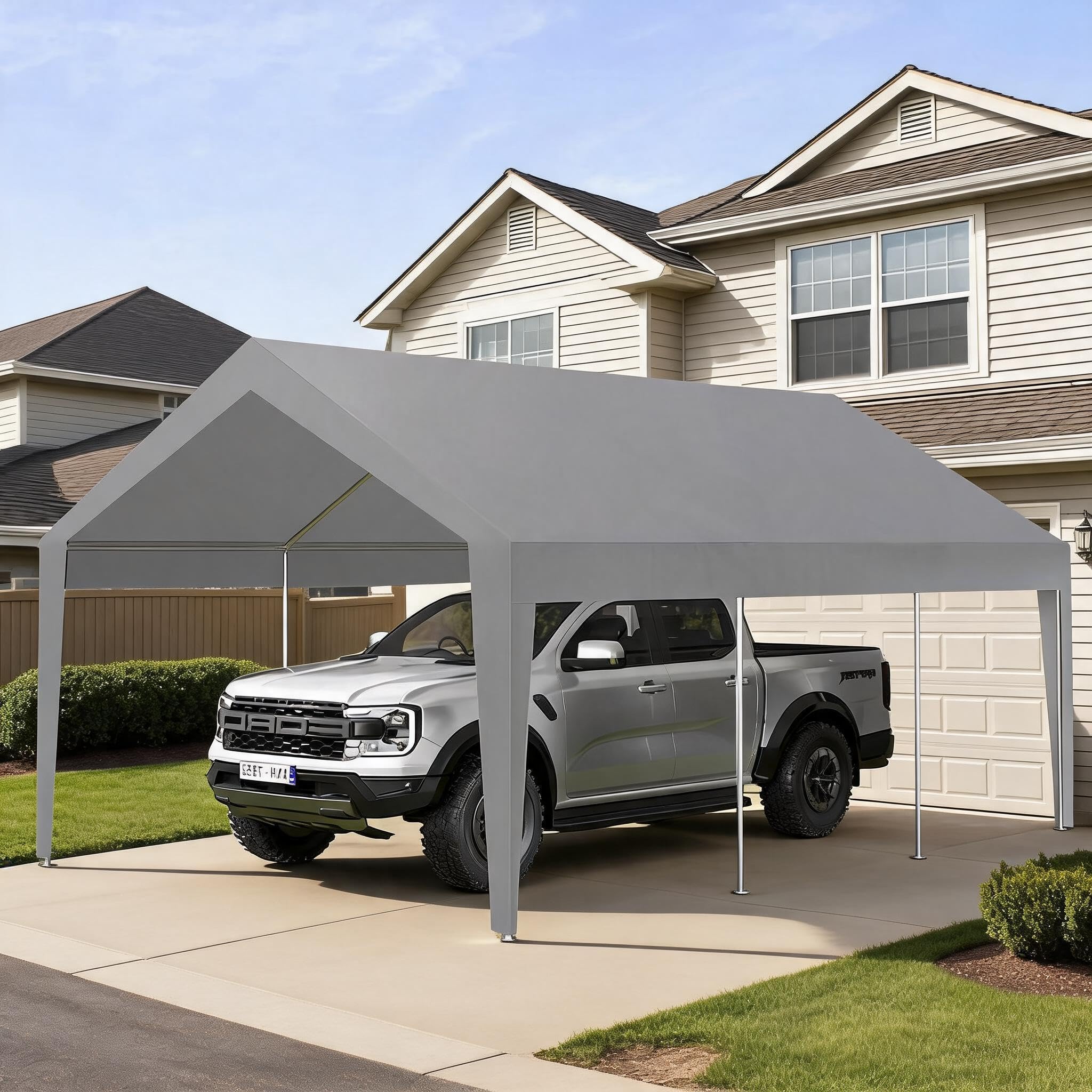 Photo 1 of EliteEdge 10x20 Ft Heavy Duty Carport, Car Canopy Garage Boat Shelter Party Tent, UV Resistant Waterproof All-Season Tarp for SUV, Car, Truck, Boat