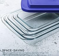 Vista 3 de Juego de 8 platos para hornear de vidrio profundo con tapas de plástico, juego de utensilios rectangulares de vidrio con tapas, moldes para hornear