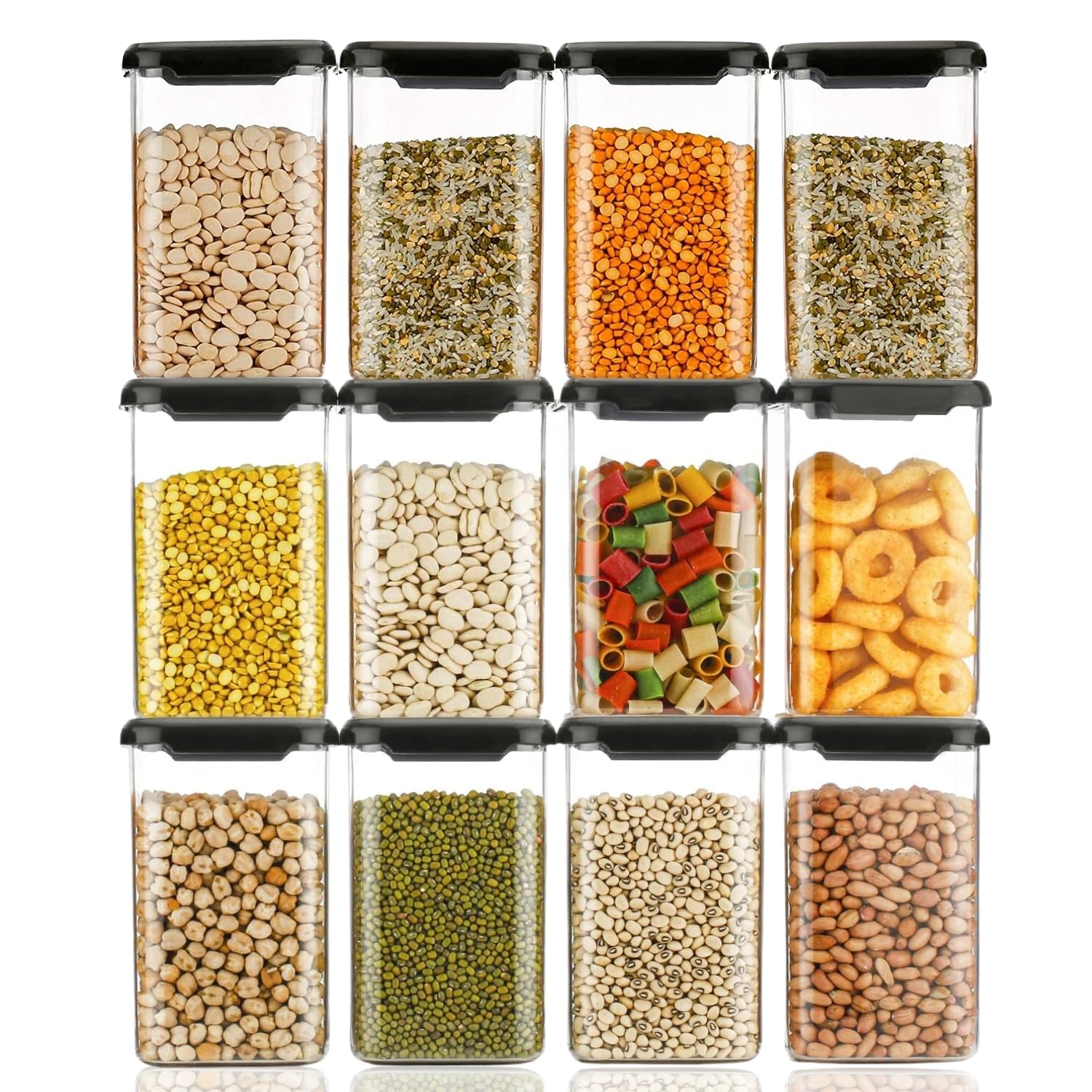 KWER 1100ml Air tight Containers Set For Food Storage Kitchen Containers Set Pantry Organizers and storage Dal Container For Storage Set Plastic Containers For Kitchen Storage(Black) (B0BSGYC9PB) Amazon Price History, Amazon Price Tracker