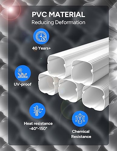 Miniatura 3 de Kit de cubierta de línea de 3 pulgadas y 14 pies para mini acondicionadores de aire sin conductos divididos y bombas de calor, tubería de PVC